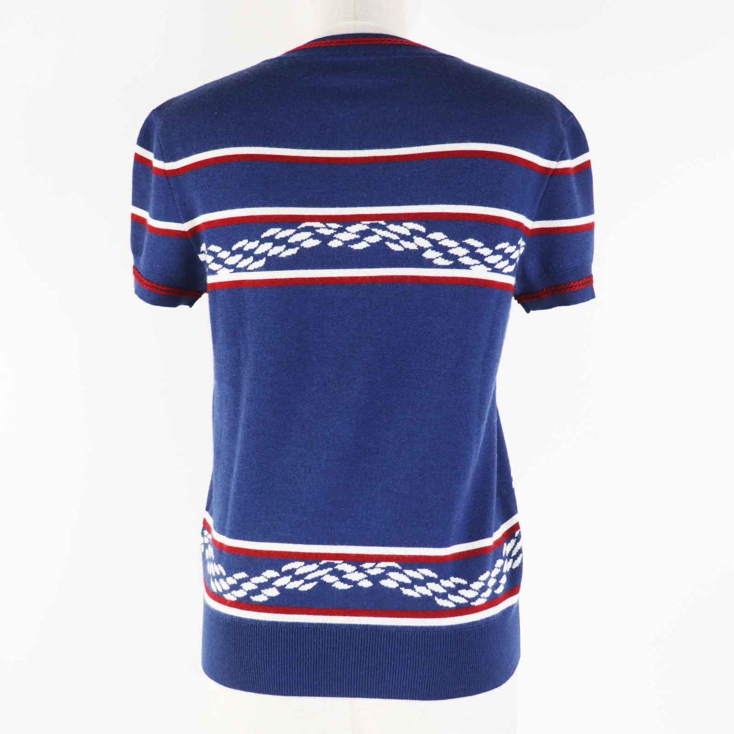 HERMES Short sleeve knit 3E2615D4 Main: 48% cashmere, Main: 48% silk, Main: 3% nylon, Main: 1% polyurethane, Part: 50% cashmere blue Canoe Women 36  d
