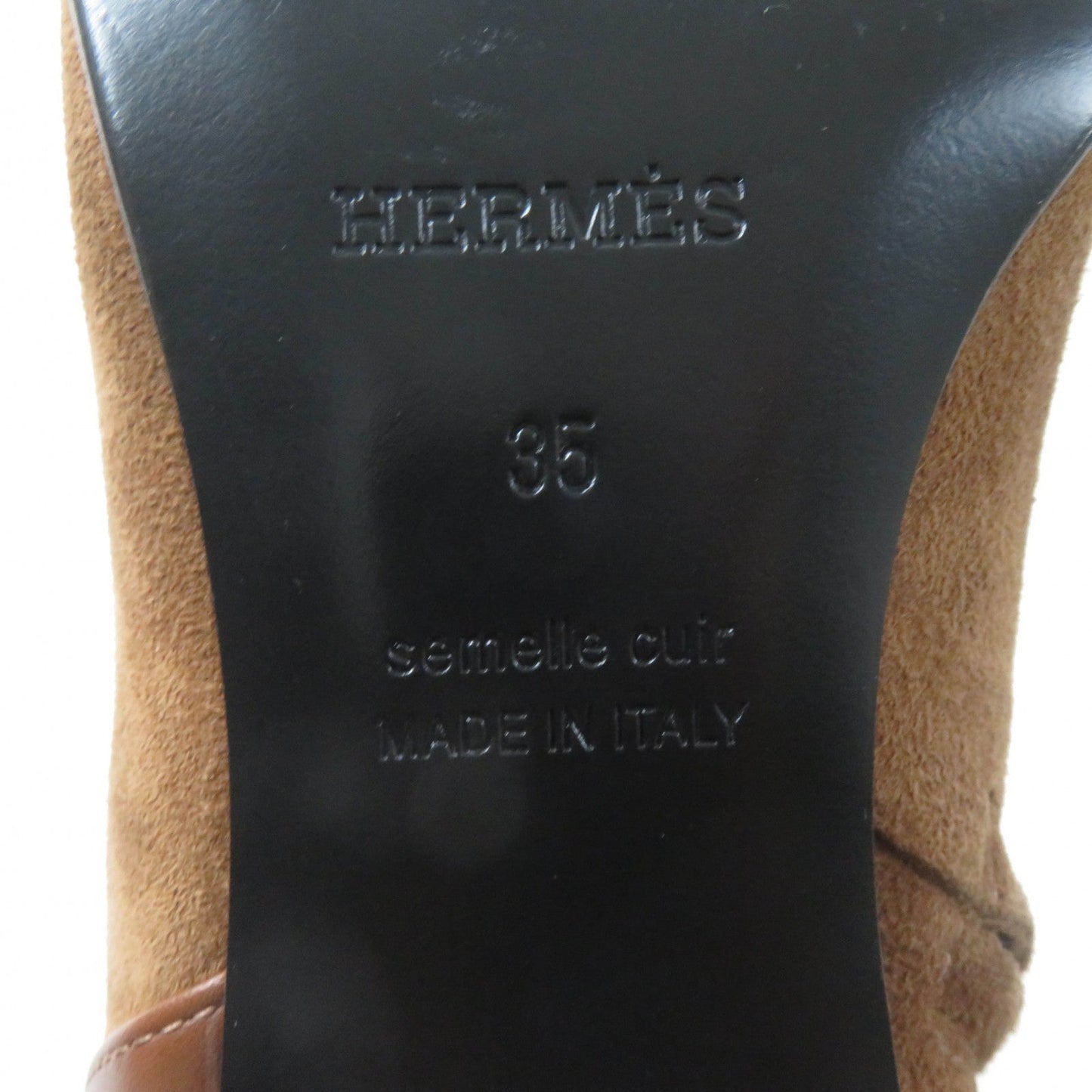 HERMES short boots 232082Z Main: suede leather, part: leather Brown Women 35  d