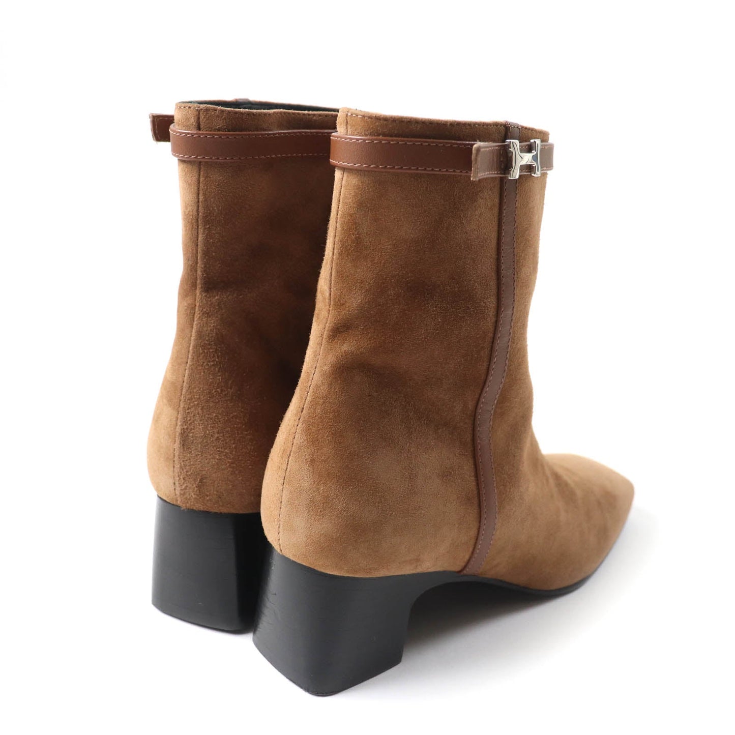 HERMES short boots 232082Z Main: suede leather, part: leather Brown Women 35  d