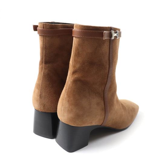 HERMES short boots 232082Z Main: suede leather, part: leather Brown Women 35  d