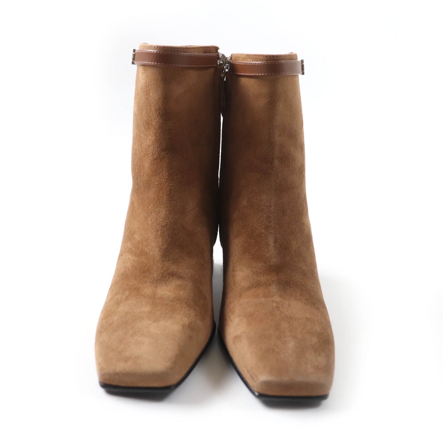 HERMES short boots 232082Z Main: suede leather, part: leather Brown Women 35  d