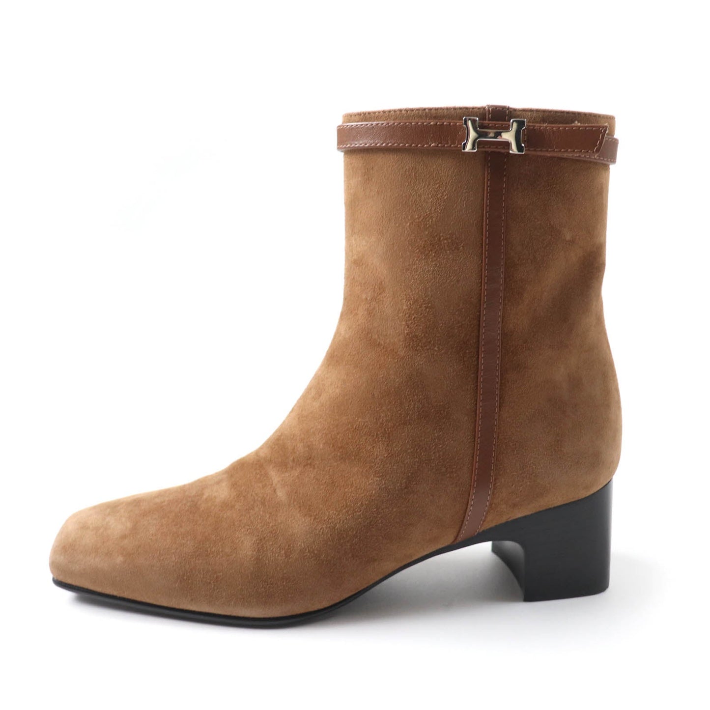 HERMES short boots 232082Z Main: suede leather, part: leather Brown Women 35  d