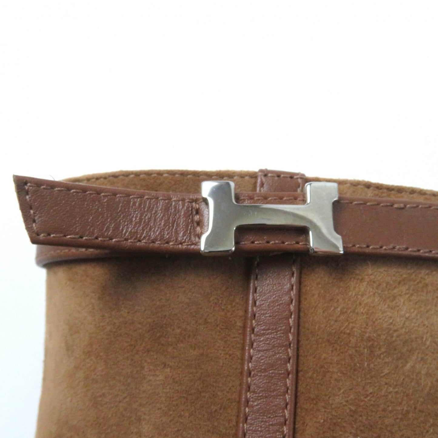 HERMES short boots 232082Z Main: suede leather, part: leather Brown Women 35  d