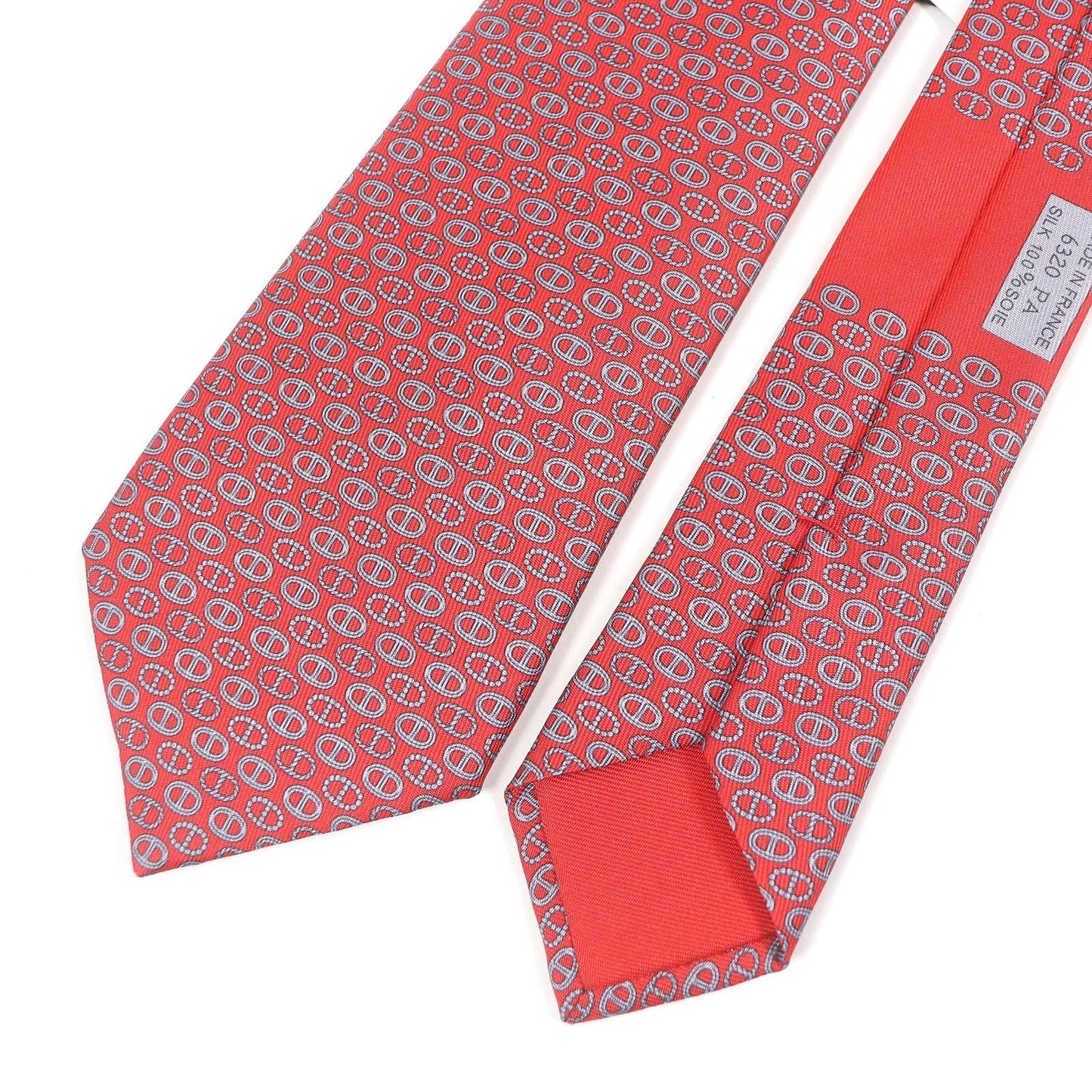 HERMES tie Main: 100% silk Rouge Gris mens  d