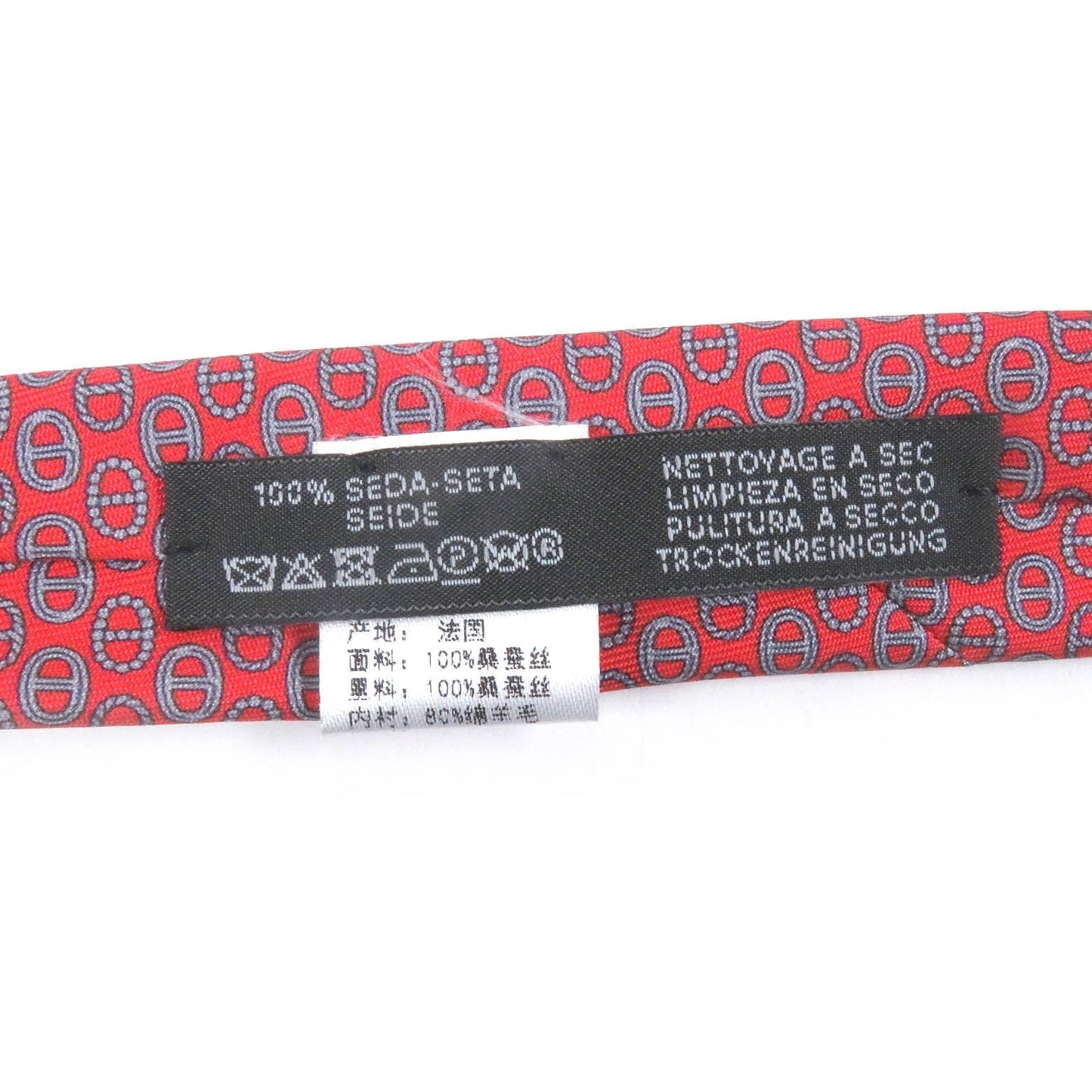 HERMES tie Main: 100% silk Rouge Gris mens  d
