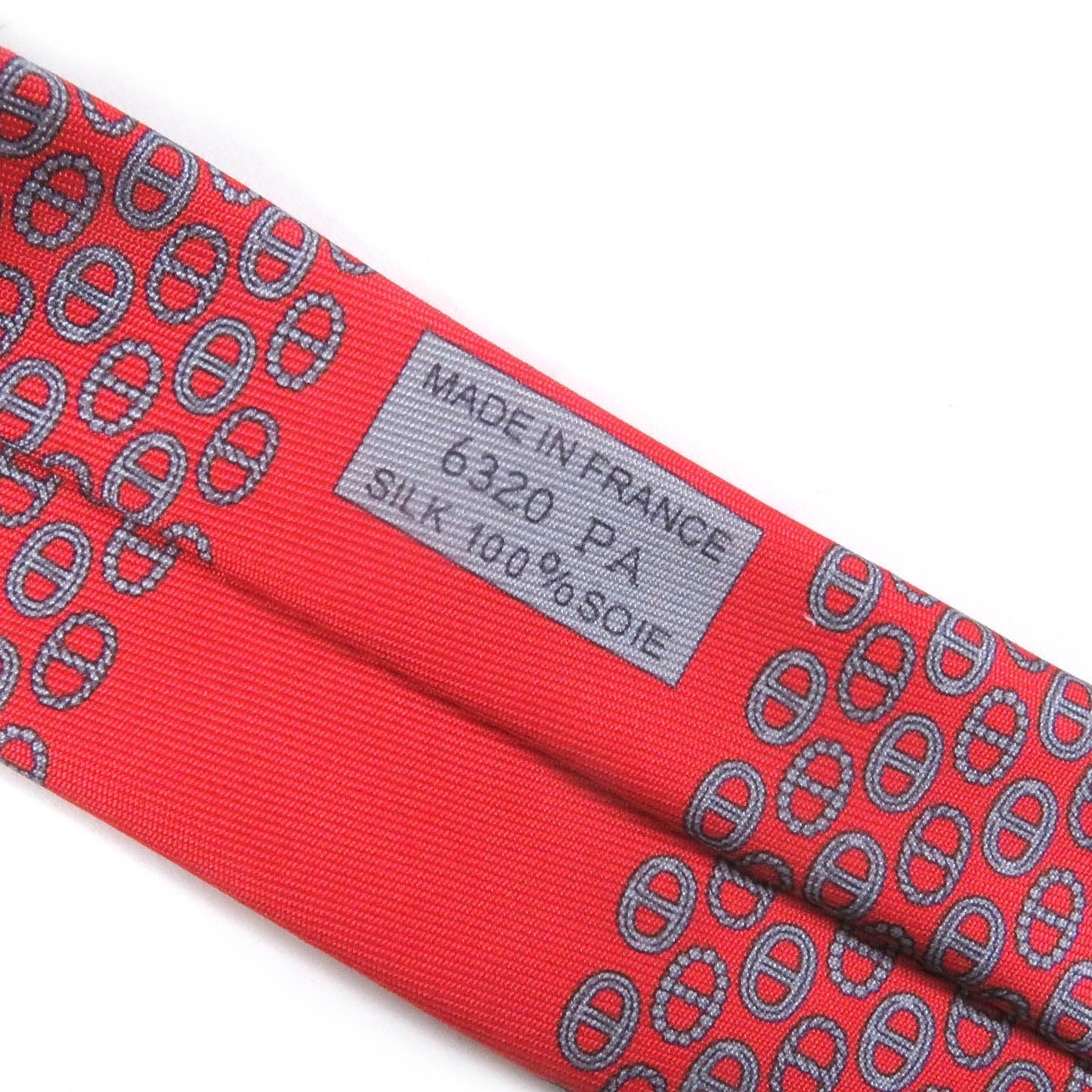 HERMES tie Main: 100% silk Rouge Gris mens  d
