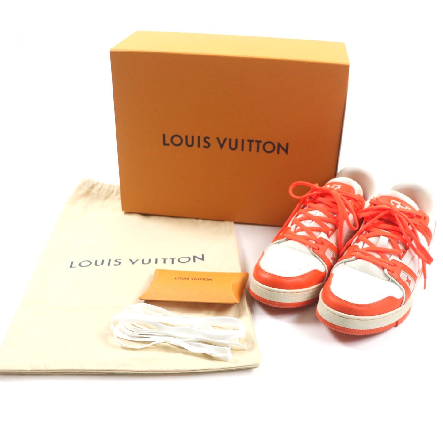 LOUIS VUITTON sneakers Main: Leather Orange white Trainer line mens 7
