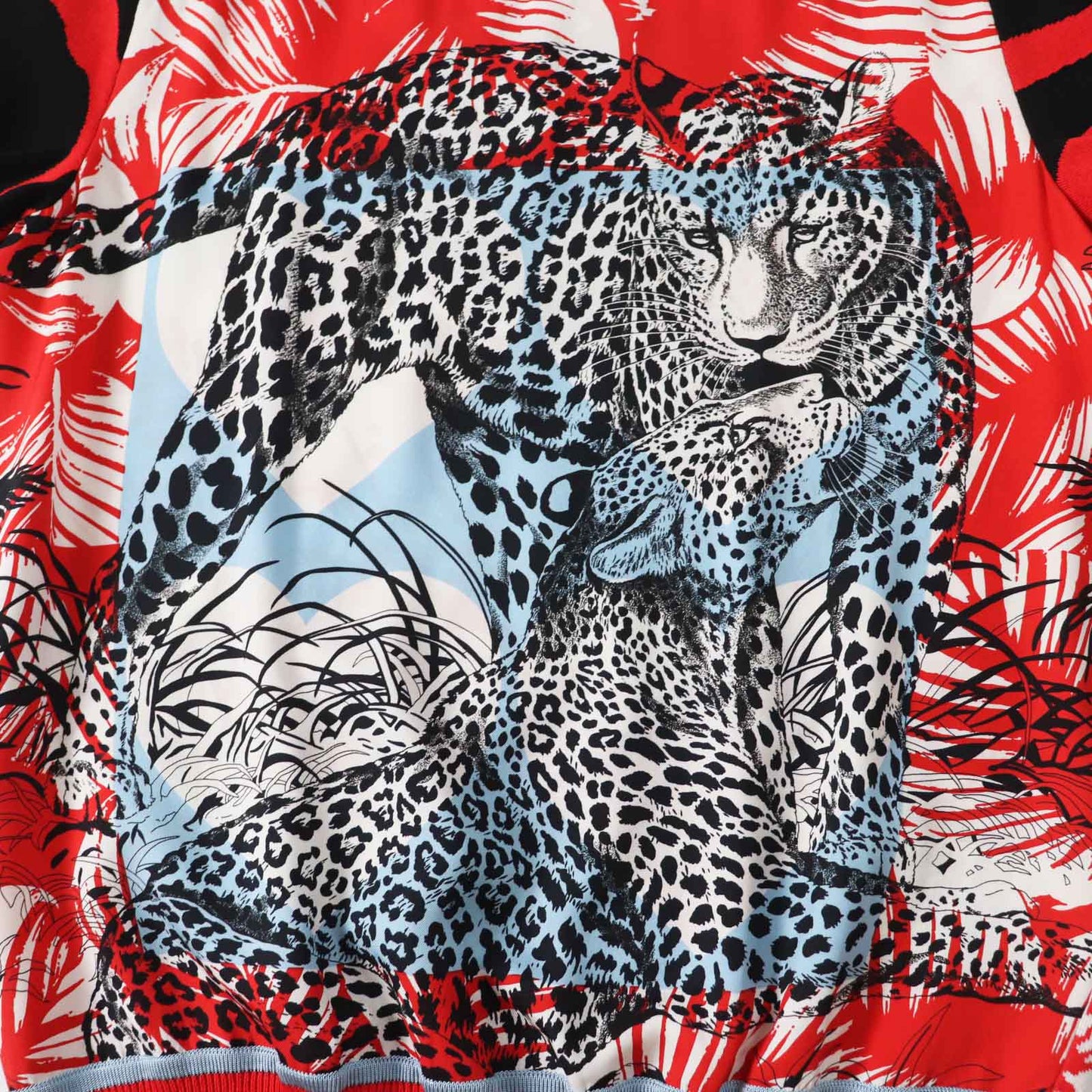 HERMES Short sleeve knit 3E2868D3 Main: 100% silk, Main: 86% rayon, Main: 10% silk, Main: 3% nylon, Main: 1% polyurethane Red x multi JUNGLE LOVE Women 36  d