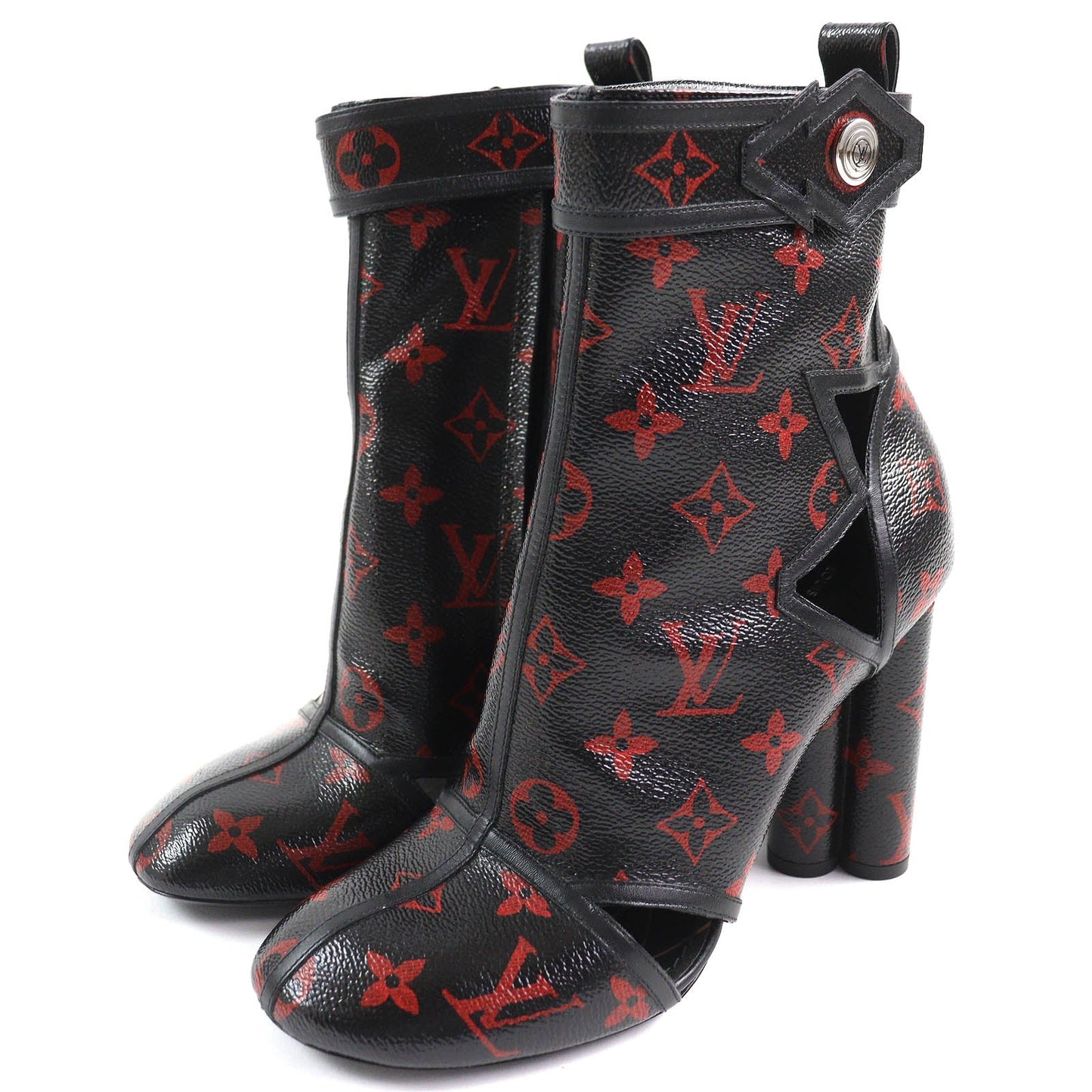 LOUIS VUITTON short boots Main: Leather Black red Women 37