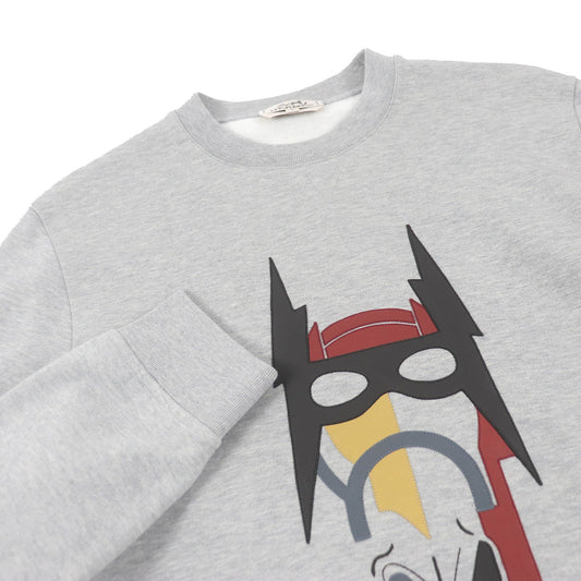 HERMES sweat Main: 100% cotton, Part: 90% cotton, Part: 10% polyurethane, Part: Sheep leather gray mens S  d