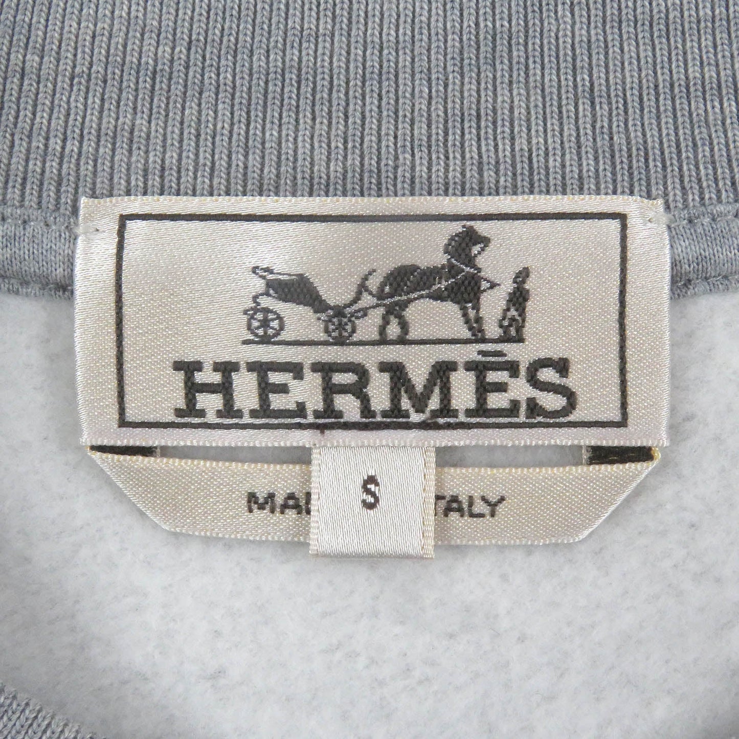HERMES sweat Main: 100% cotton, Part: 90% cotton, Part: 10% polyurethane, Part: Sheep leather gray mens S  d