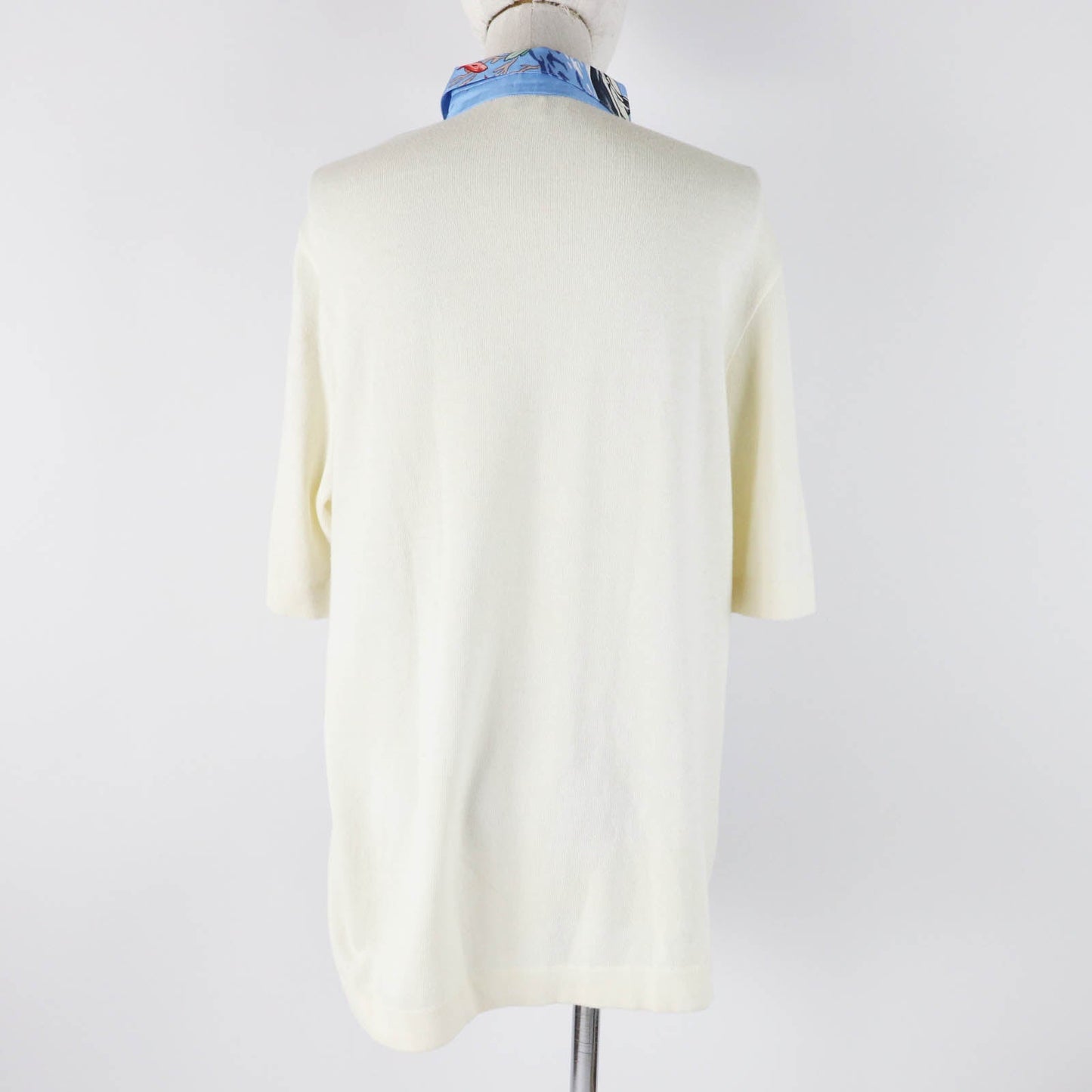 HERMES Short sleeve polo shirt Main: 100% silk, Main: 85% cotton, Main: 15% cashmere Light blue white The Precious Life of the Mediterranean Women M  d