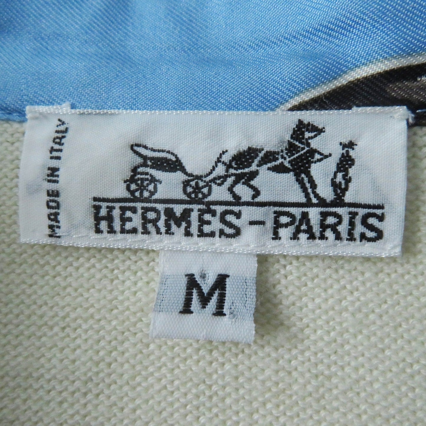 HERMES Short sleeve polo shirt Main: 100% silk, Main: 85% cotton, Main: 15% cashmere Light blue white The Precious Life of the Mediterranean Women M  d