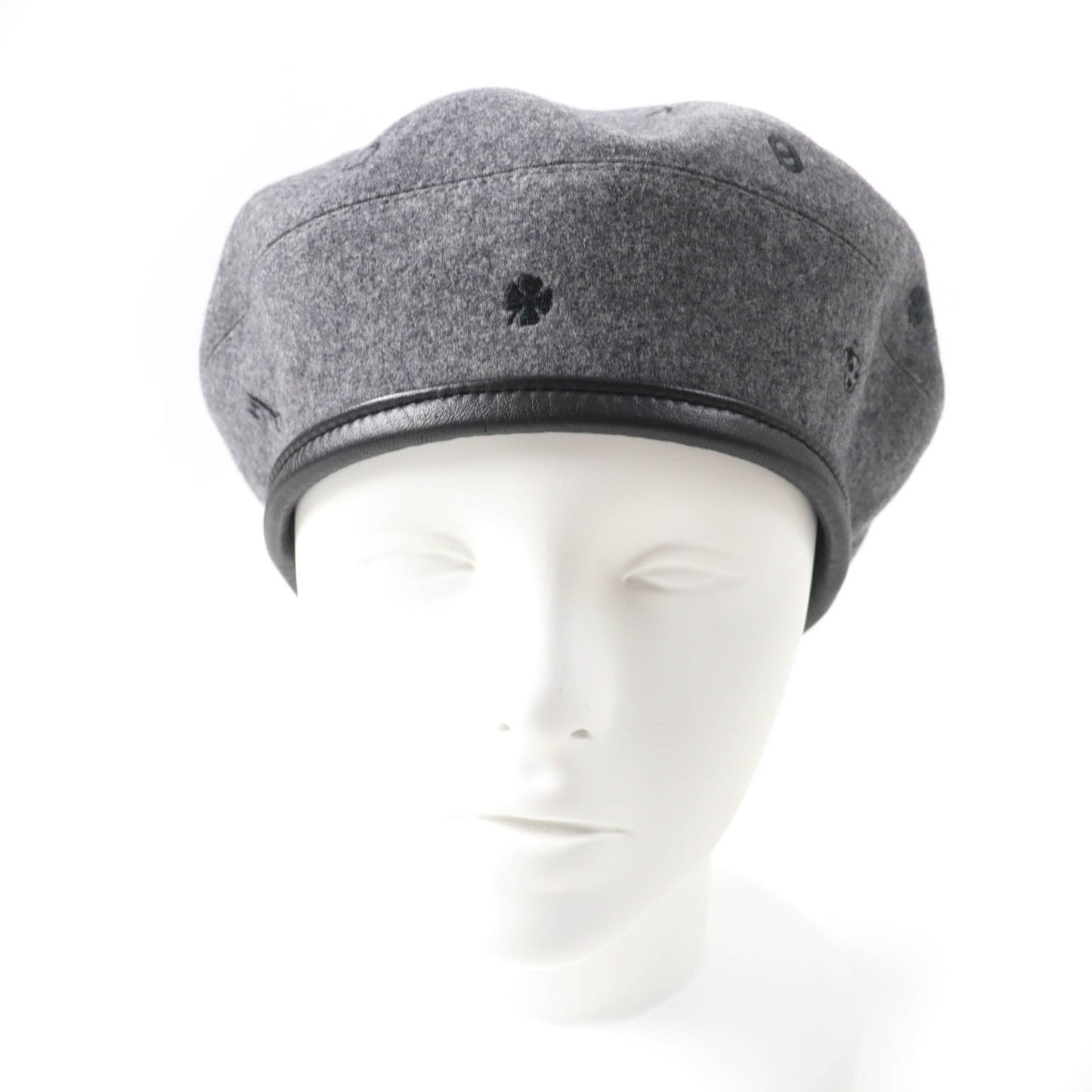 HERMES beret H212010N Outer: 100% cashmere, Part: Sheepskin, Part: 100% polyester, Lining: 65% rayon, Lining: 35% silk gray Women 57  d