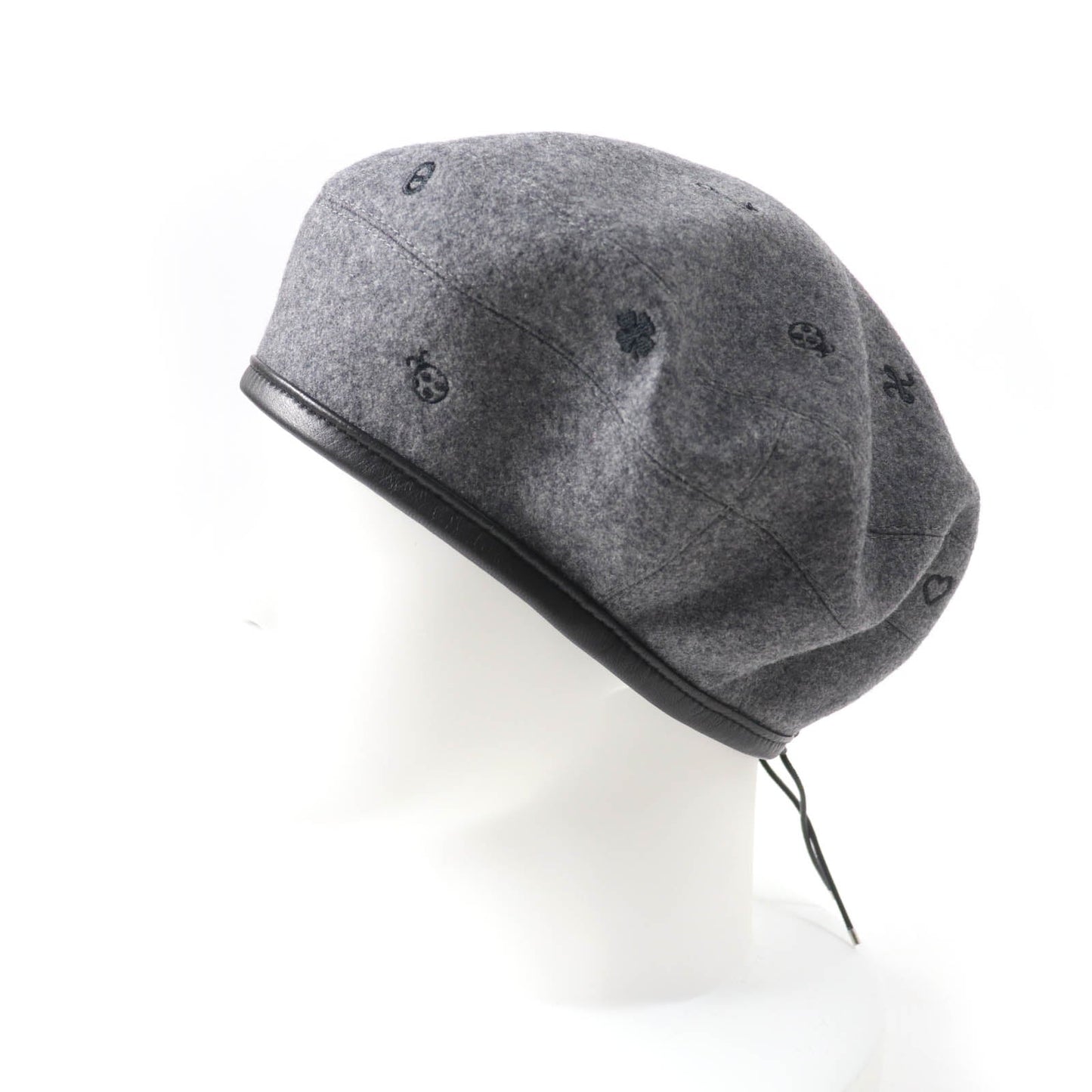 HERMES beret H212010N Outer: 100% cashmere, Part: Sheepskin, Part: 100% polyester, Lining: 65% rayon, Lining: 35% silk gray Women 57  d