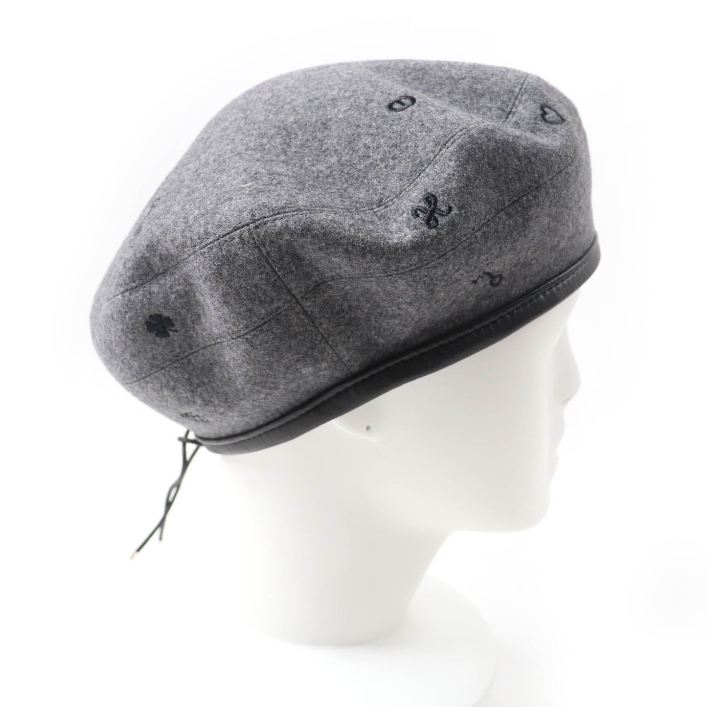 HERMES beret H212010N Outer: 100% cashmere, Part: Sheepskin, Part: 100% polyester, Lining: 65% rayon, Lining: 35% silk gray Women 57  d