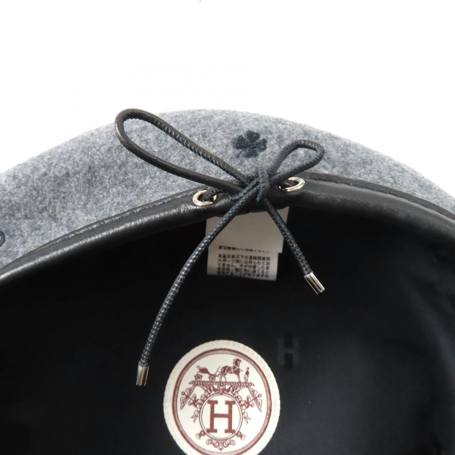 HERMES beret H212010N Outer: 100% cashmere, Part: Sheepskin, Part: 100% polyester, Lining: 65% rayon, Lining: 35% silk gray Women 57  d