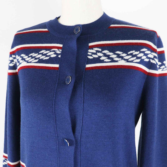 HERMES cardigan 3E2715D4 Outer material: 48% cashmere, Outer material: 48% silk, Outer material: 3% nylon, Outer material: 1% polyurethane, Part: 50% cashmere Blue Ivory Red Women 34  d