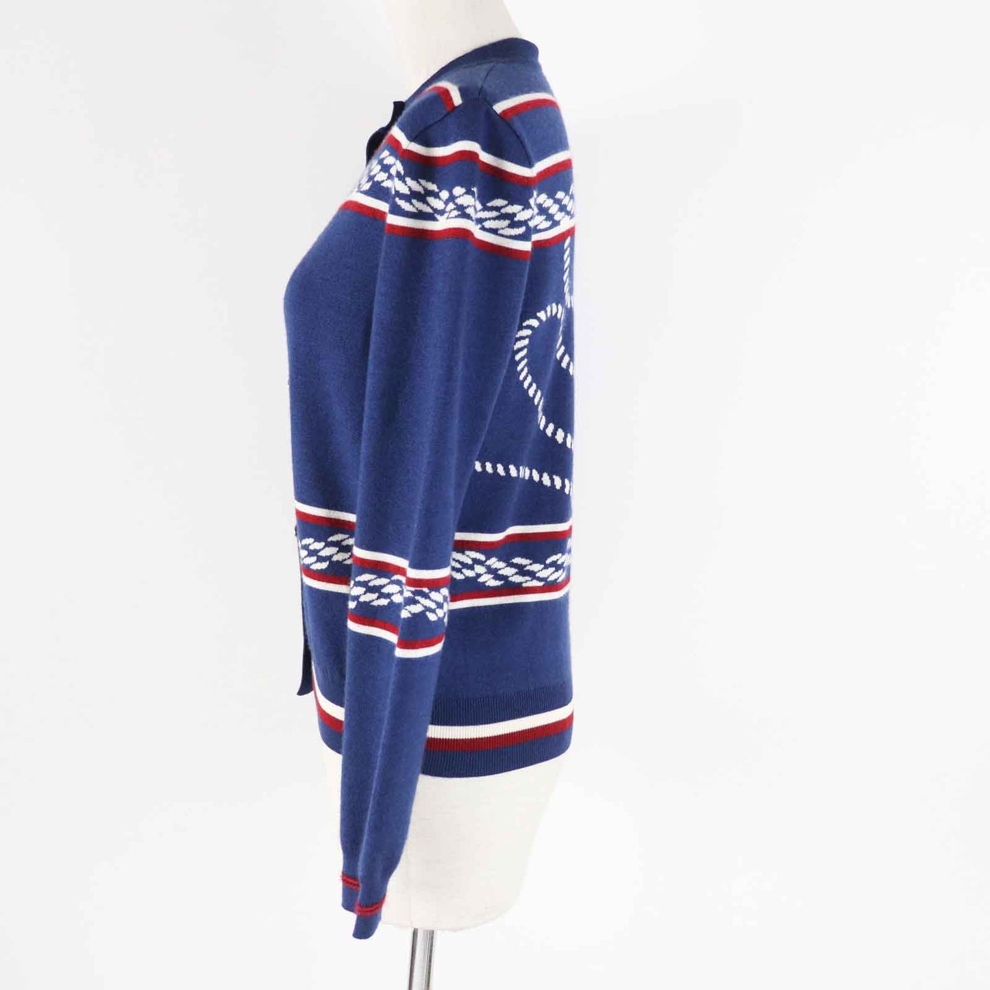 HERMES cardigan 3E2715D4 Outer material: 48% cashmere, Outer material: 48% silk, Outer material: 3% nylon, Outer material: 1% polyurethane, Part: 50% cashmere Blue Ivory Red Women 34  d