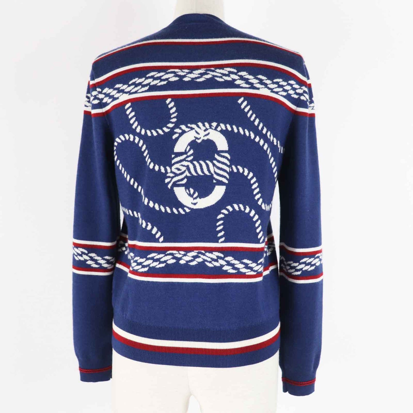 HERMES cardigan 3E2715D4 Outer material: 48% cashmere, Outer material: 48% silk, Outer material: 3% nylon, Outer material: 1% polyurethane, Part: 50% cashmere Blue Ivory Red Women 34  d