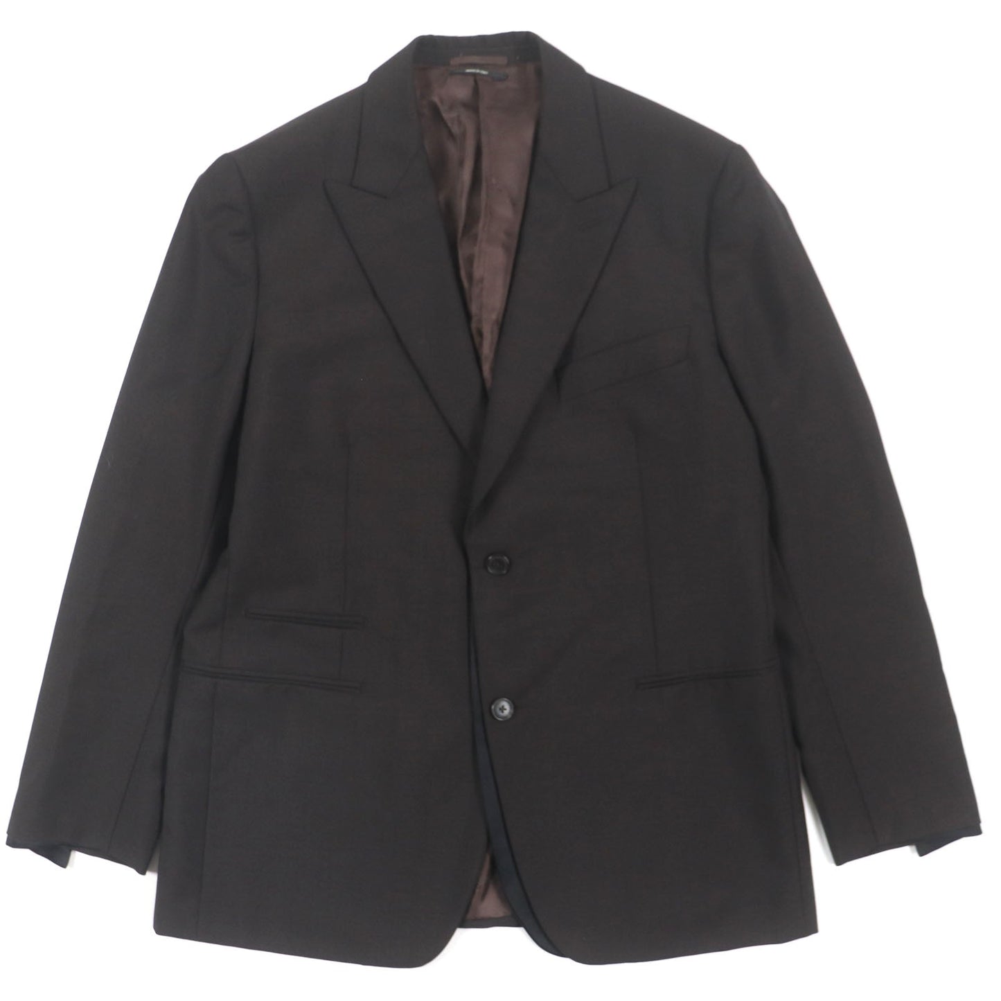 HERMES tailored jacket Outer: 73% wool, Outer: 27% mohair, Part: 100% silk, Lining: 100% cupra, Lining: 100% silk Dark brown mens 52  d