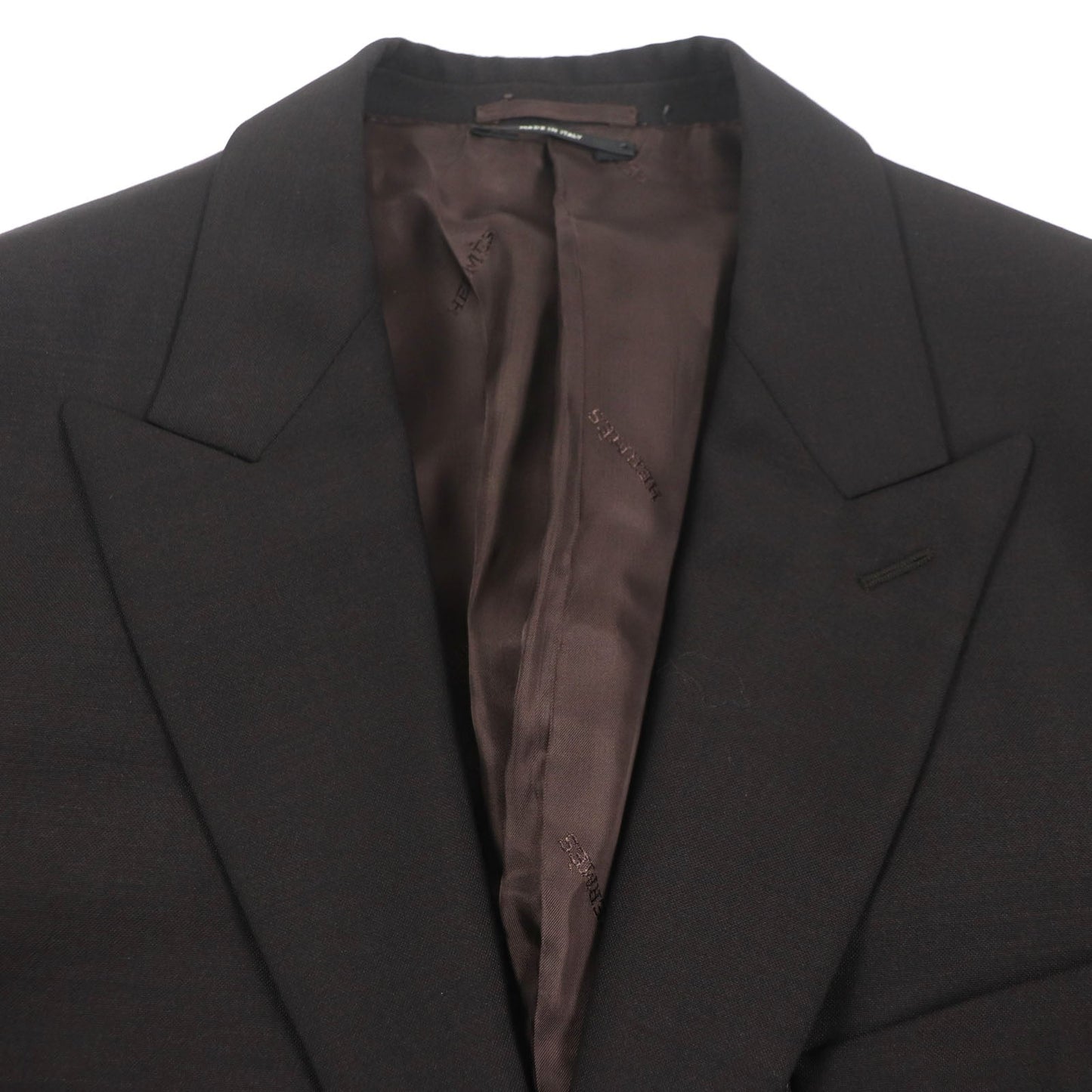 HERMES tailored jacket Outer: 73% wool, Outer: 27% mohair, Part: 100% silk, Lining: 100% cupra, Lining: 100% silk Dark brown mens 52  d