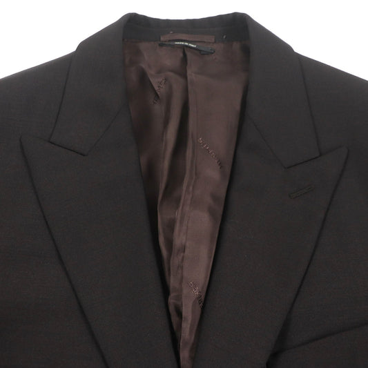 HERMES tailored jacket Outer: 73% wool, Outer: 27% mohair, Part: 100% silk, Lining: 100% cupra, Lining: 100% silk Dark brown mens 52  d