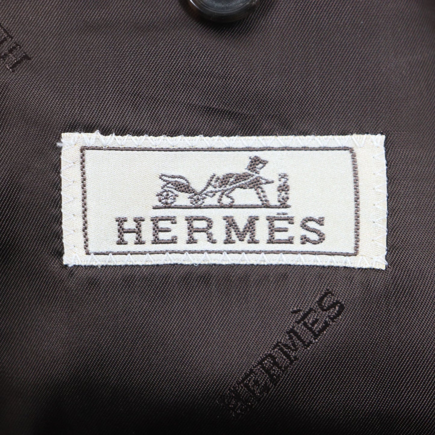 HERMES tailored jacket Outer: 73% wool, Outer: 27% mohair, Part: 100% silk, Lining: 100% cupra, Lining: 100% silk Dark brown mens 52  d
