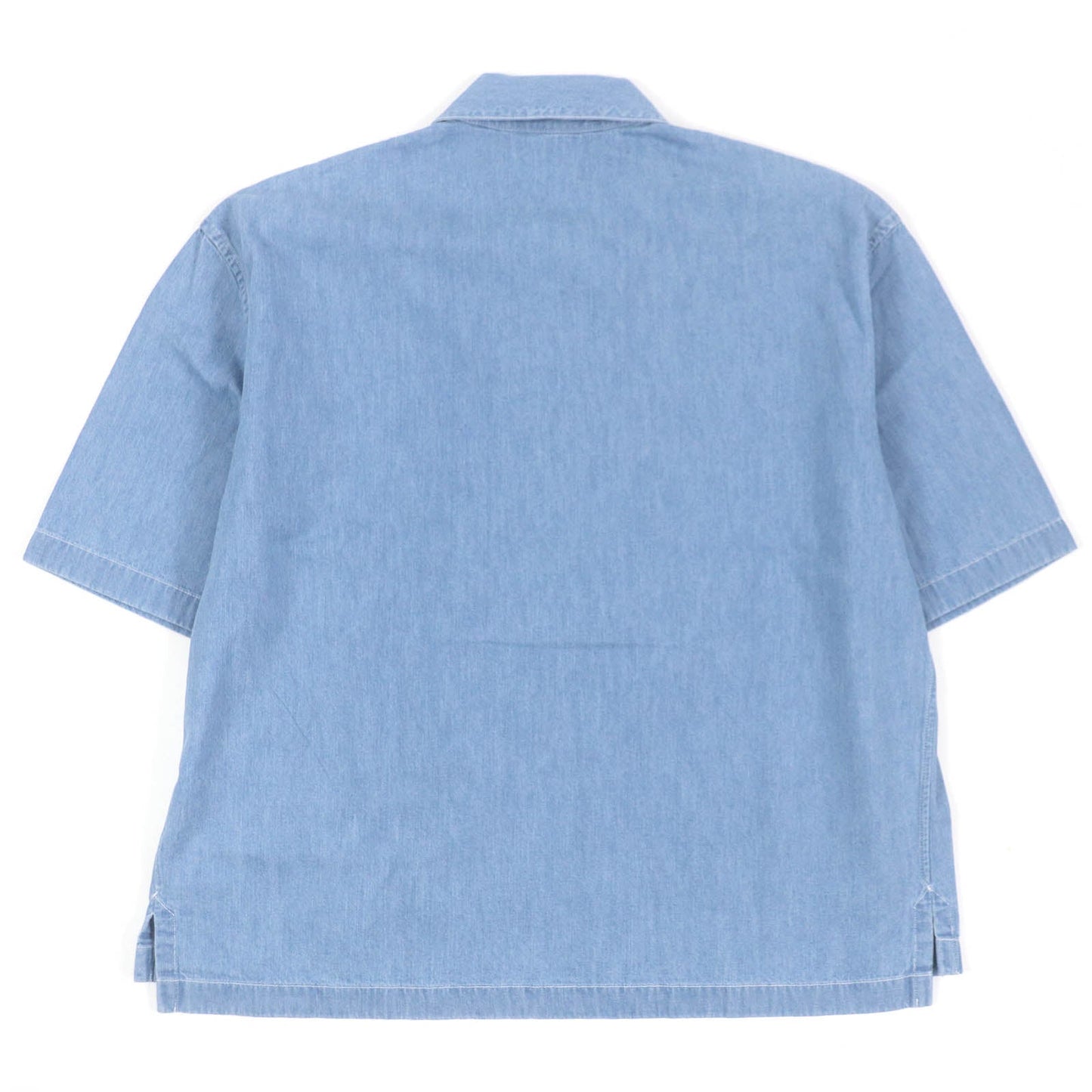 HERMES Short sleeve shirt Main: 100% cotton Indigo blue mens 37  d