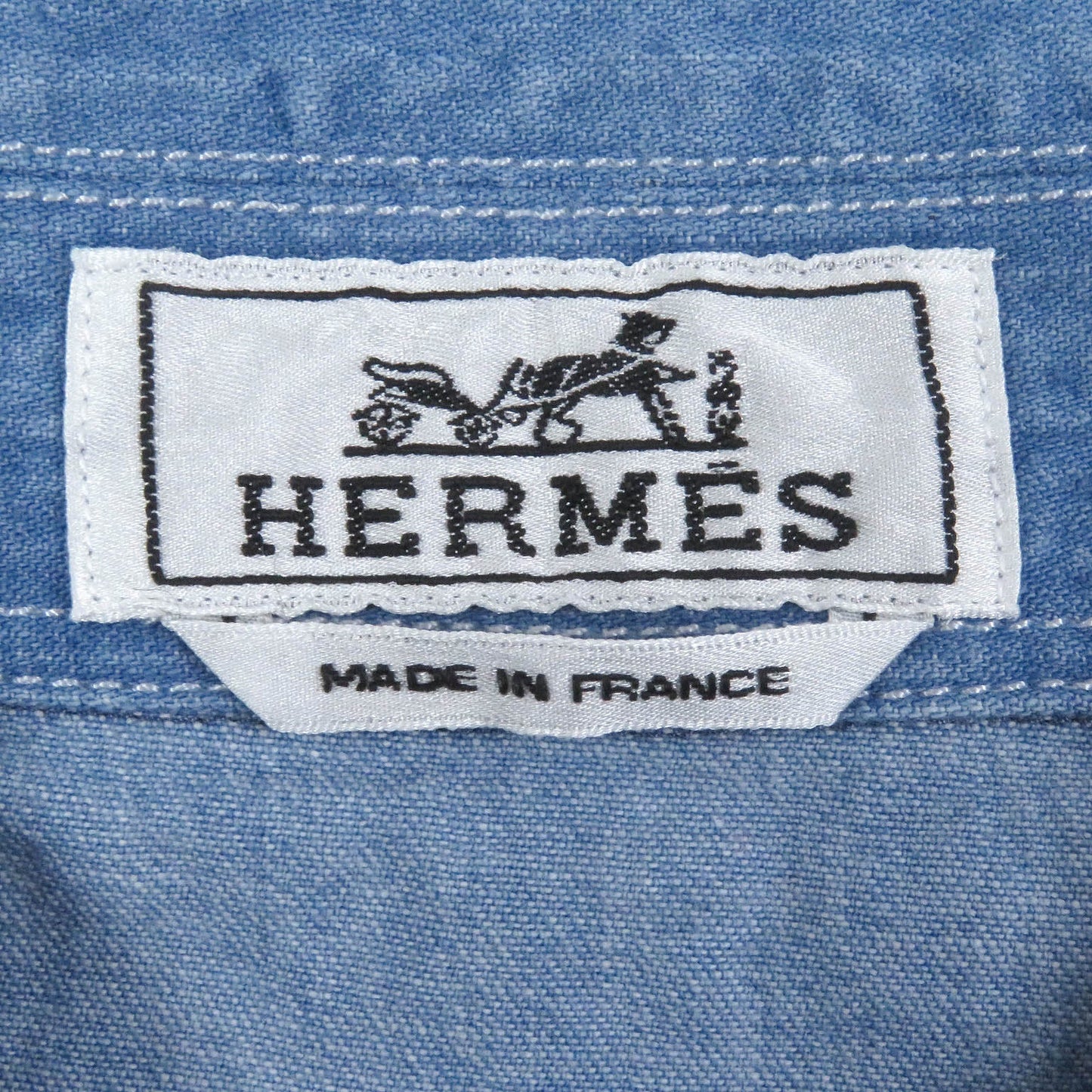 HERMES Short sleeve shirt Main: 100% cotton Indigo blue mens 37  d