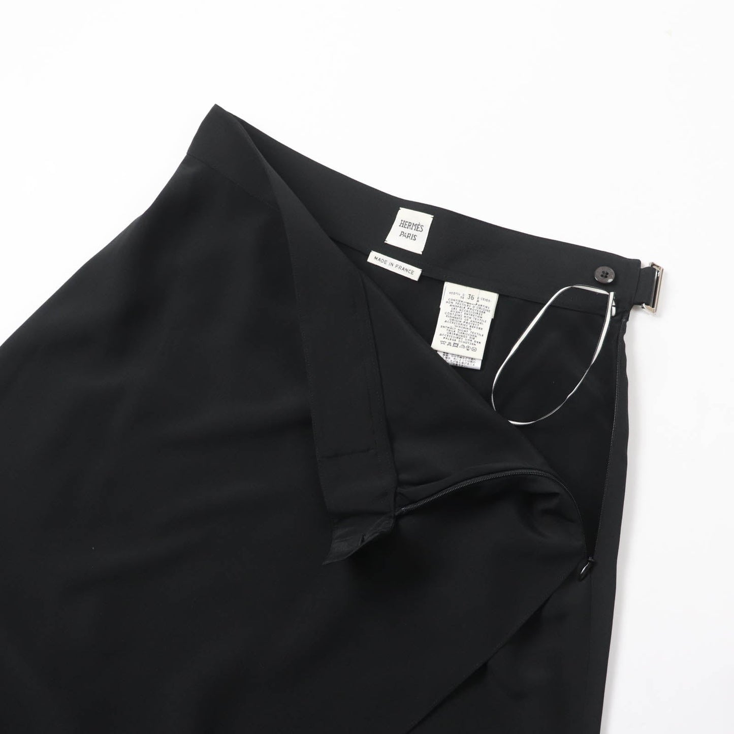 HERMES skirt Main: 100% silk black Women 36  d