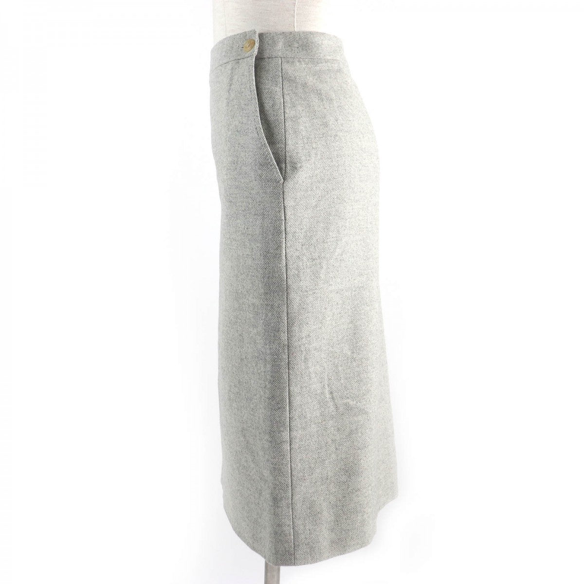 HERMES skirt Outer: 85% wool, Outer: 15% cashmere, Lining: 100% silk Light gray Women 38  d