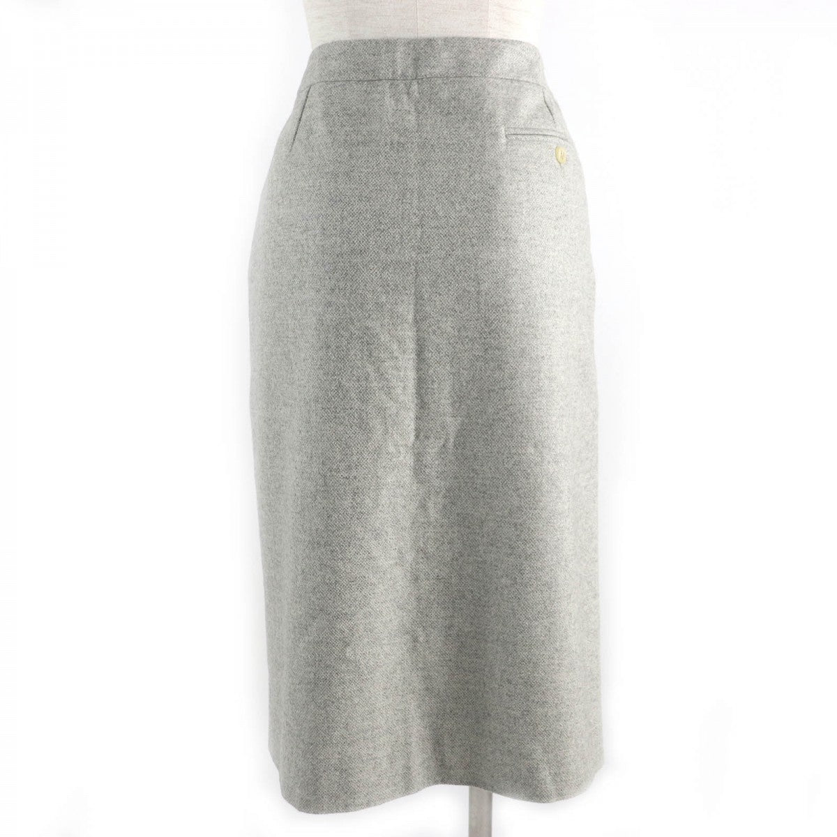 HERMES skirt Outer: 85% wool, Outer: 15% cashmere, Lining: 100% silk Light gray Women 38  d