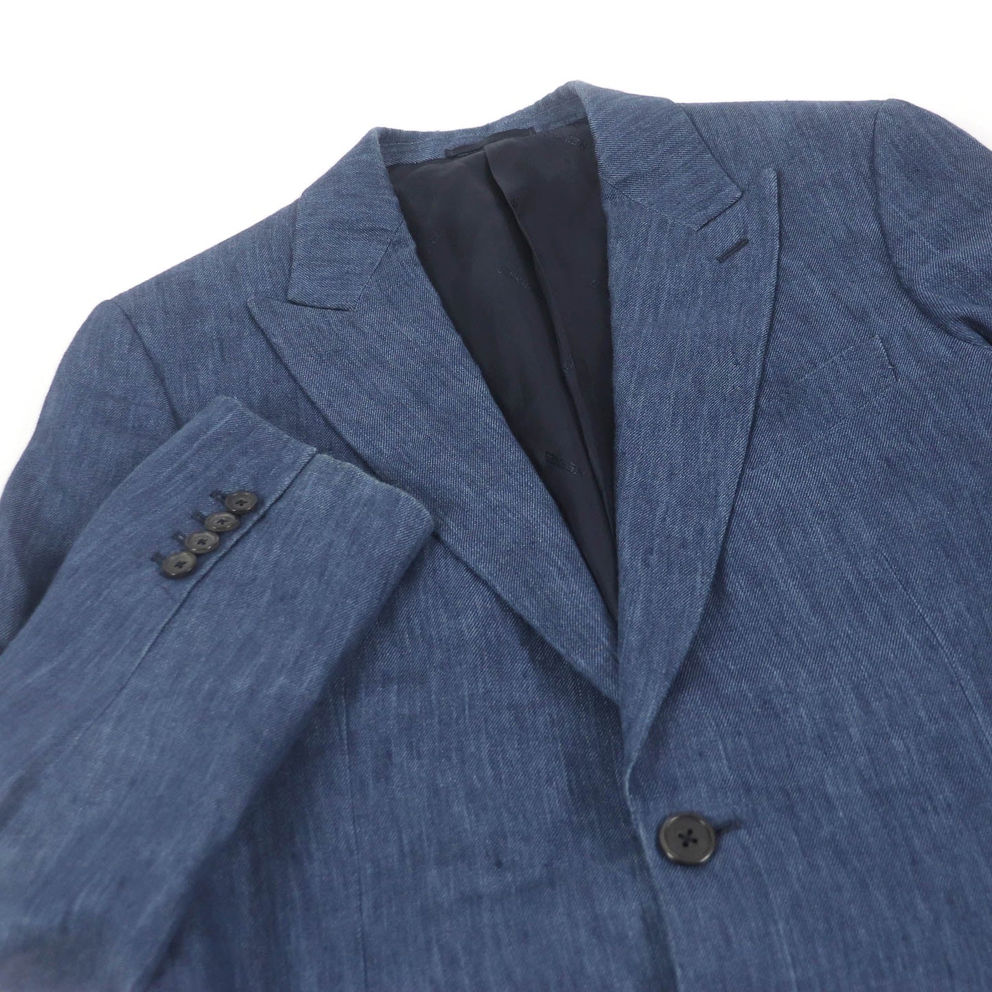 HERMES tailored jacket Outer: 100% linen, lining: 100% cupra blue mens 46  d