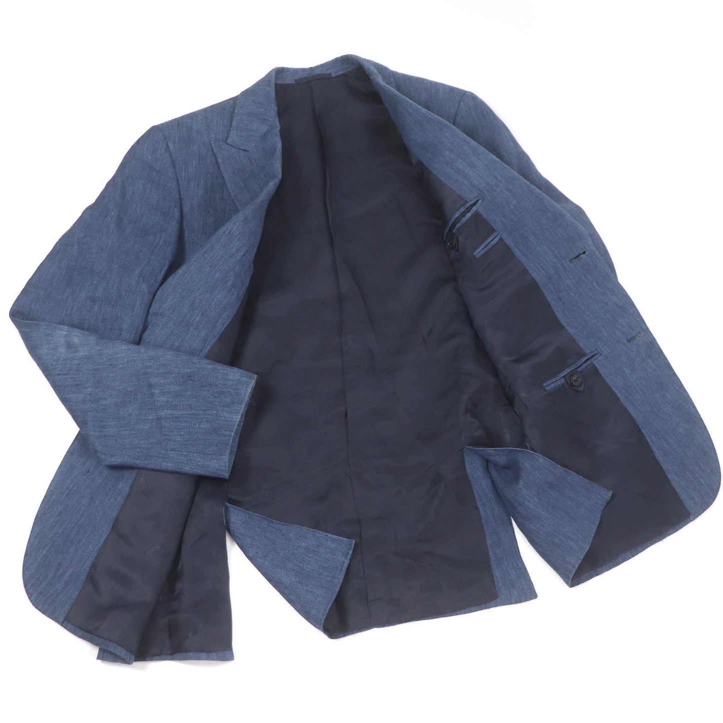 HERMES tailored jacket Outer: 100% linen, lining: 100% cupra blue mens 46  d
