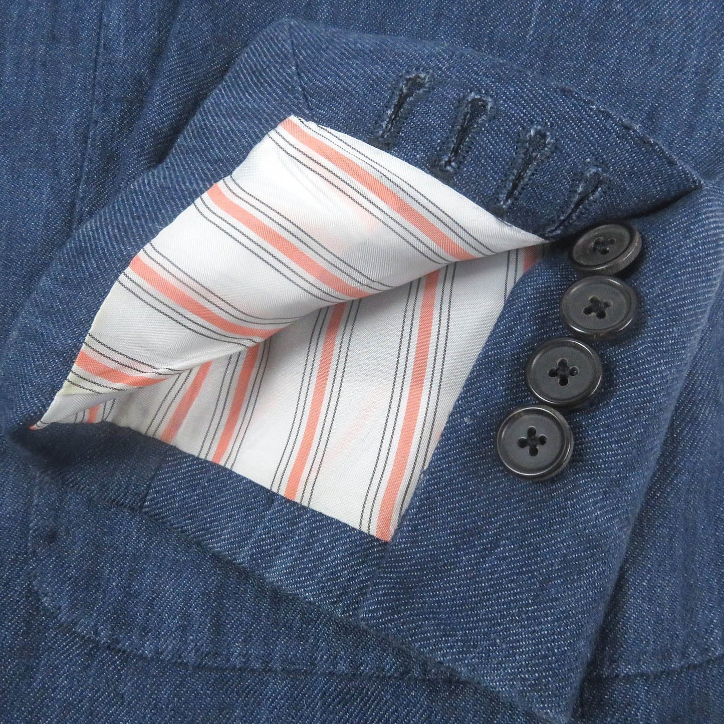 HERMES tailored jacket Outer: 100% linen, lining: 100% cupra blue mens 46  d
