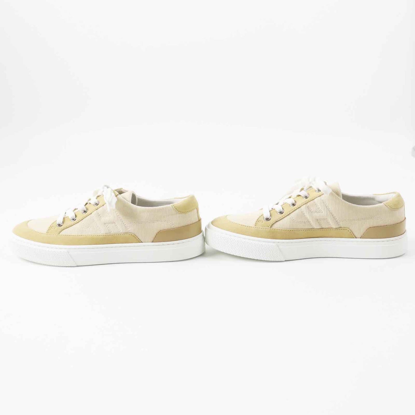 HERMES sneakers Main: Corduroy, Main: Suede leather Beige white deep Women 39  d