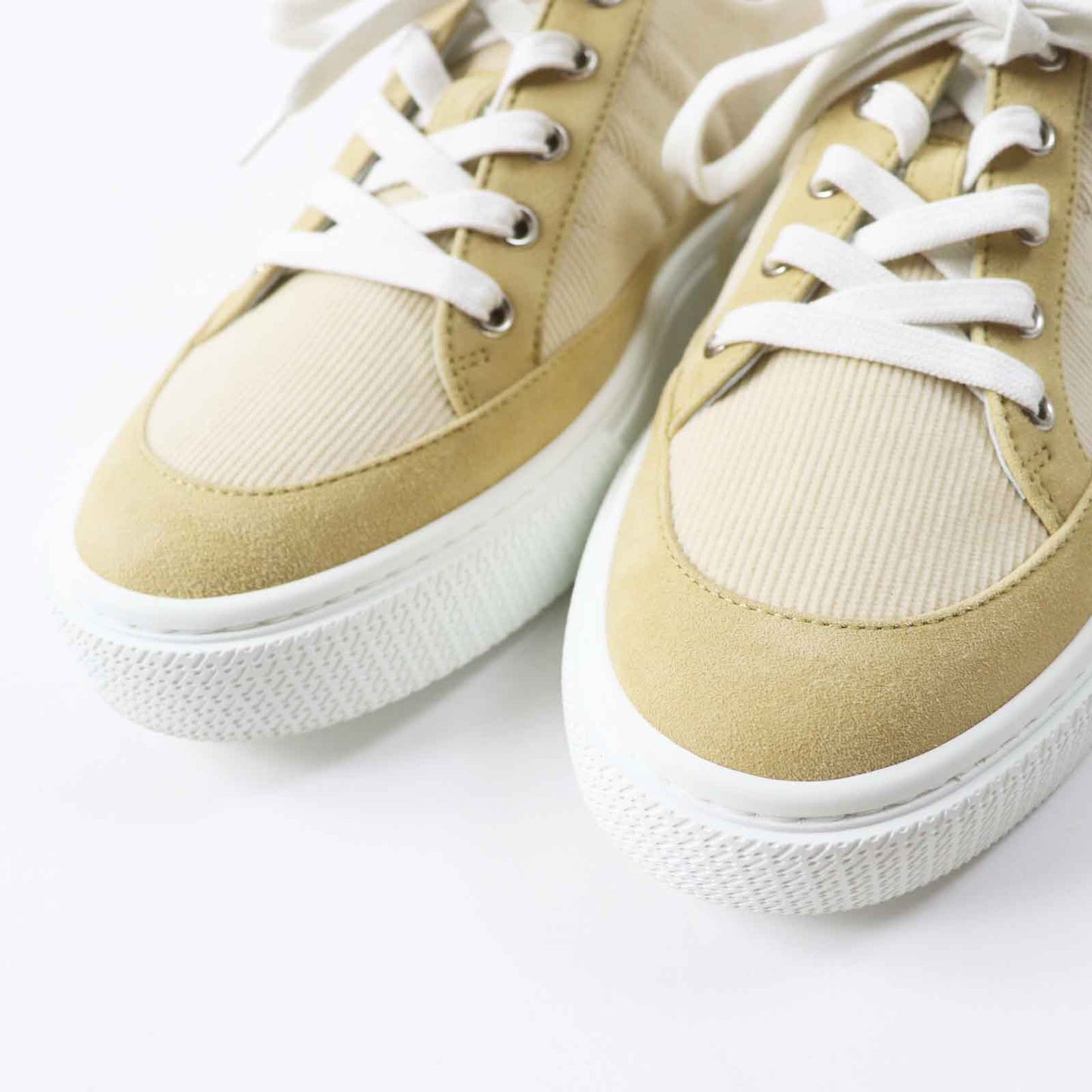HERMES sneakers Main: Corduroy, Main: Suede leather Beige white deep Women 39  d
