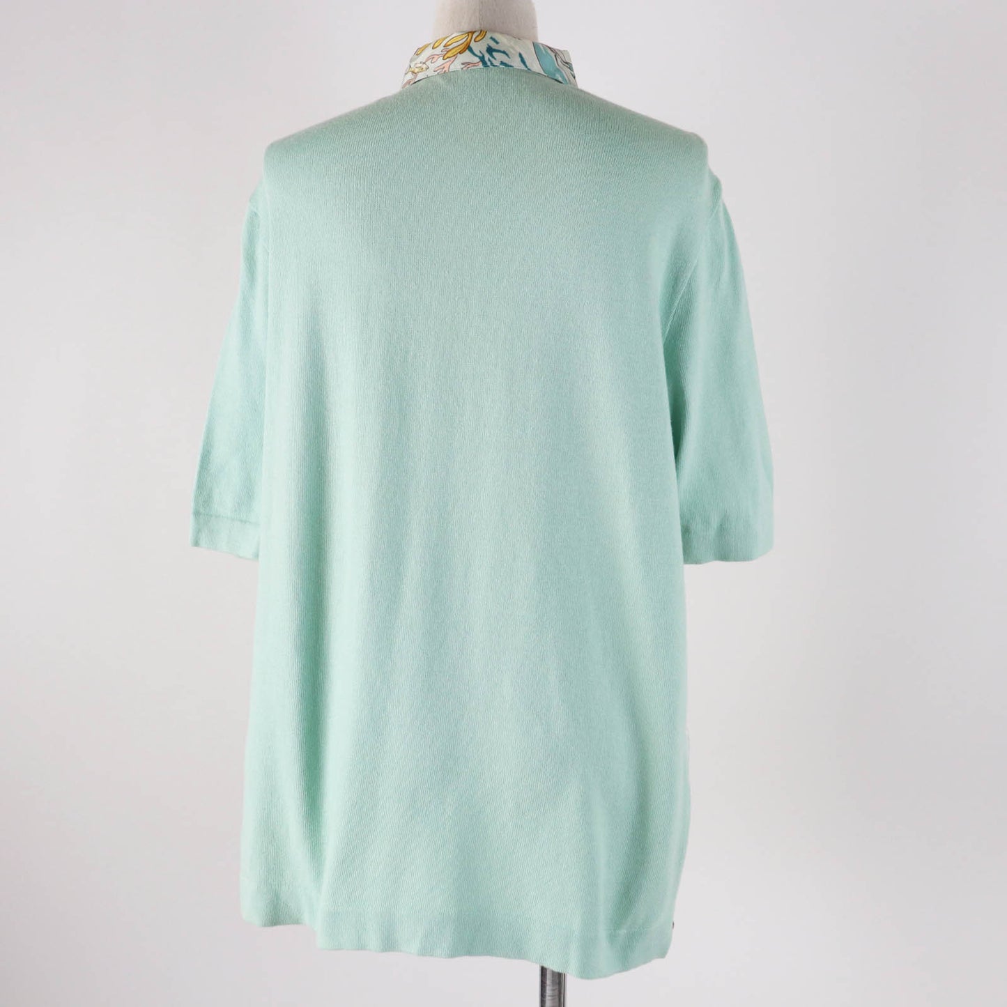 HERMES Short sleeve polo shirt Outer material: 100% silk, Outer material: 85% cotton, Outer material: 15% cashmere Light blue type The Precious Life of the Mediterranean Women M  d