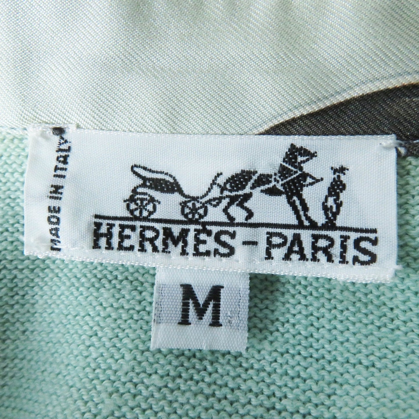 HERMES Short sleeve polo shirt Outer material: 100% silk, Outer material: 85% cotton, Outer material: 15% cashmere Light blue type The Precious Life of the Mediterranean Women M  d