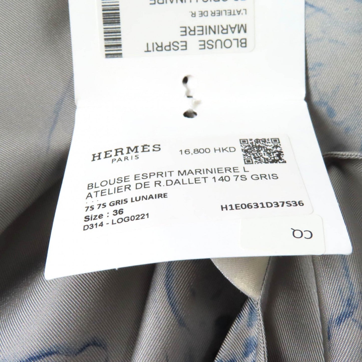 HERMES tops Main: 100% silk Gray navy Women 36  d