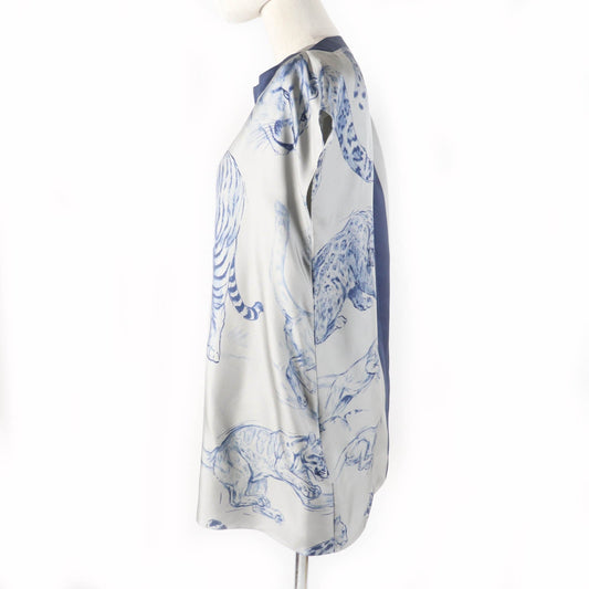 HERMES tops Main: 100% silk Gray navy Women 36  d