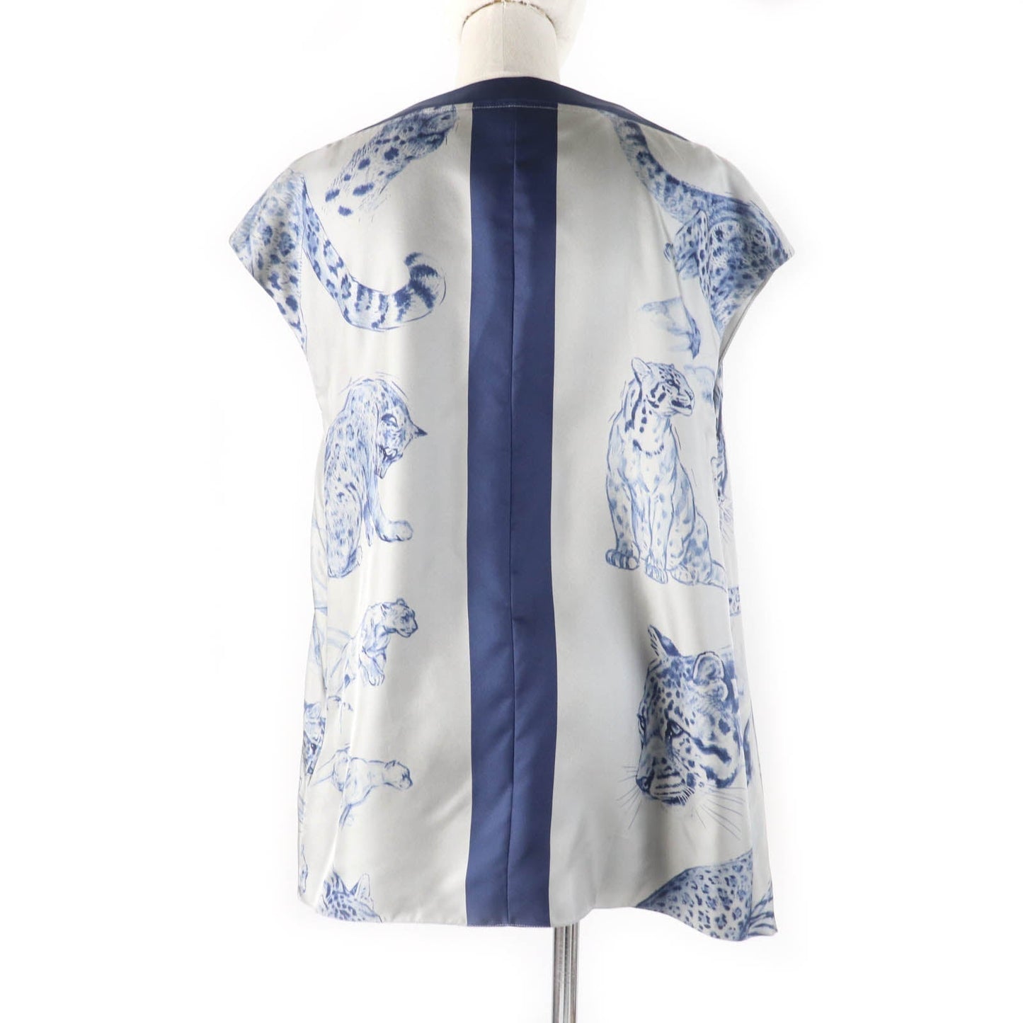 HERMES tops Main: 100% silk Gray navy Women 36  d