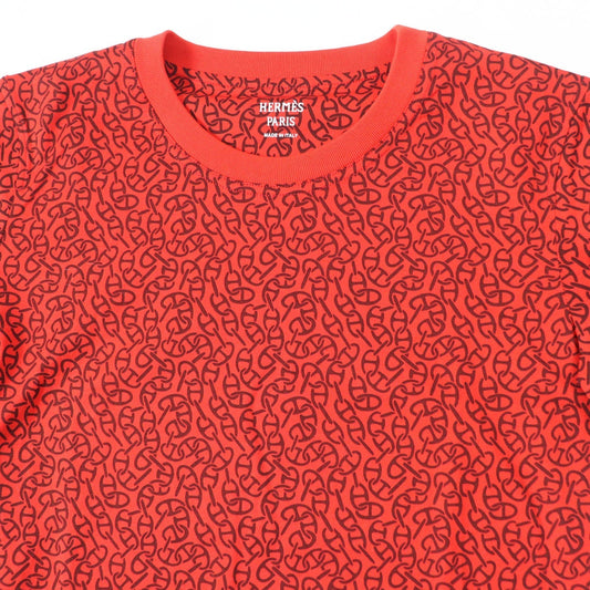 HERMES Short sleeve T-shirt 4E4620DB Main: 100% cotton, part: 98% cotton, part: 2% polyurethane Red brown Women 34  d