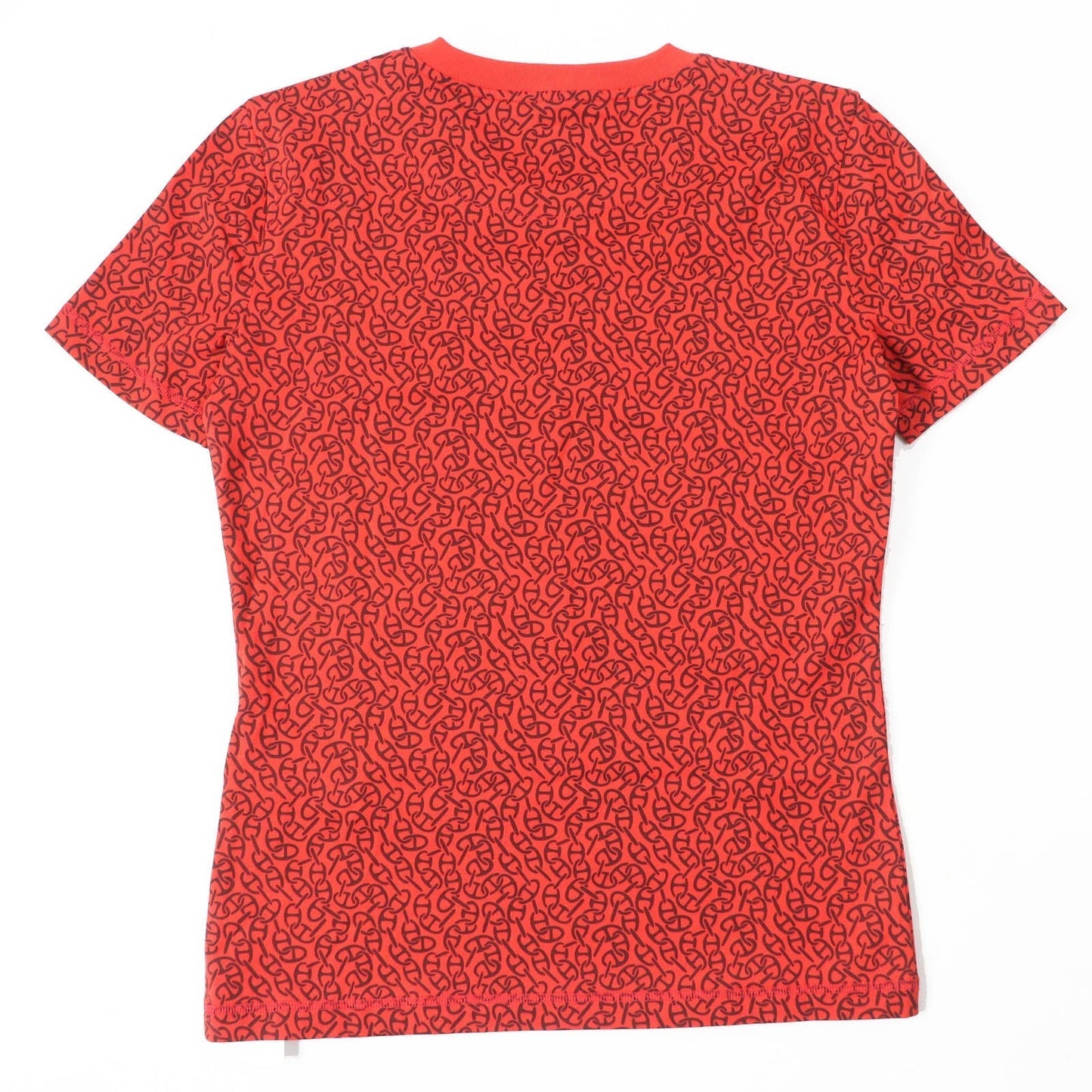 HERMES Short sleeve T-shirt 4E4620DB Main: 100% cotton, part: 98% cotton, part: 2% polyurethane Red brown Women 34  d