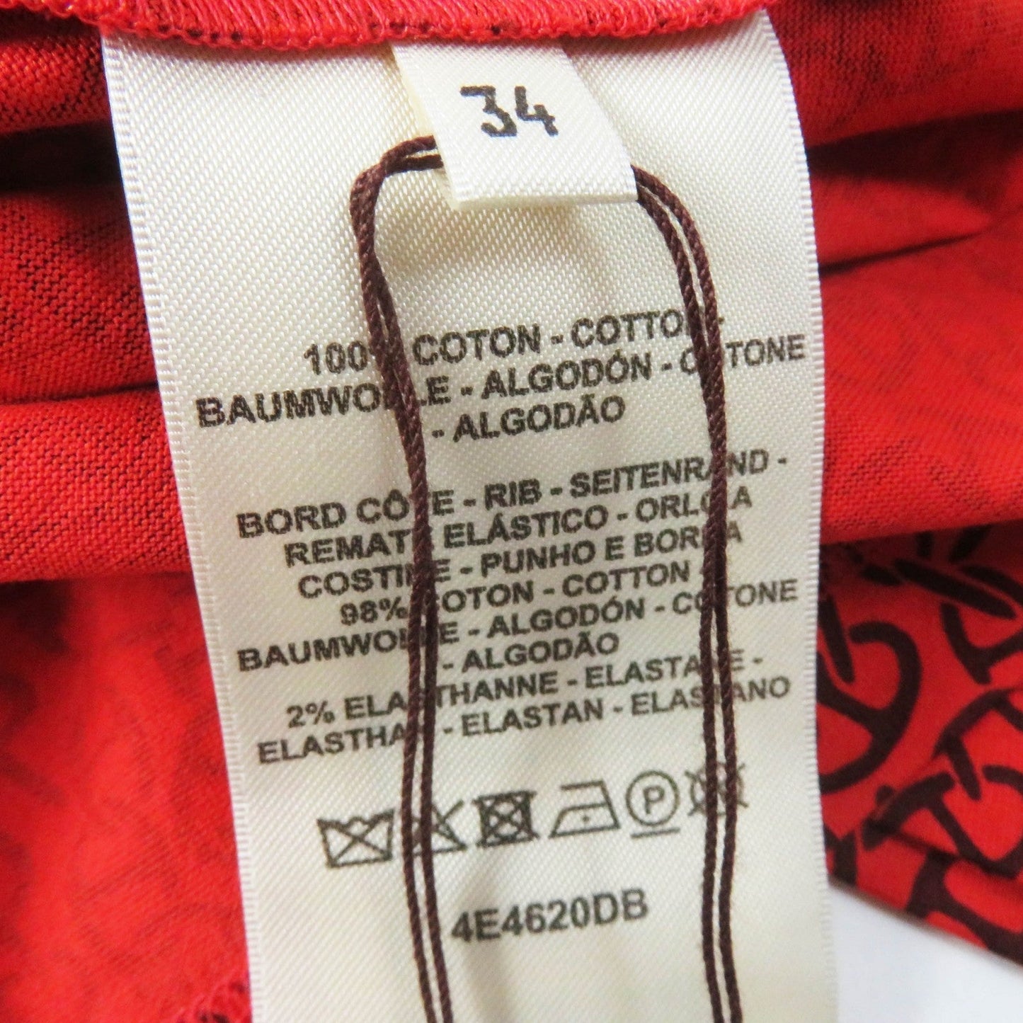 HERMES Short sleeve T-shirt 4E4620DB Main: 100% cotton, part: 98% cotton, part: 2% polyurethane Red brown Women 34  d