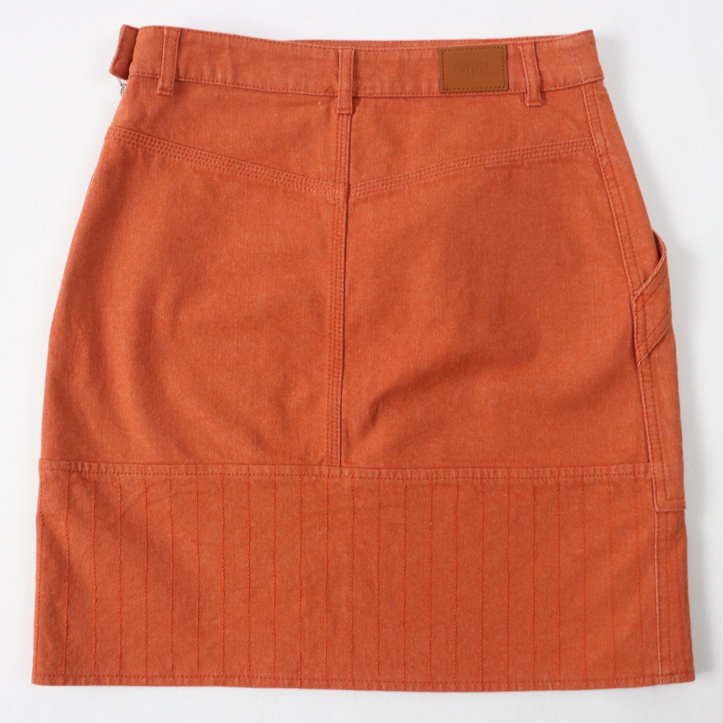 HERMES skirt 2E0350DQ Outer: 98% cotton, Outer: 2% polyurethane, Lining: 64% cotton, Lining: 33% rayon, Lining: 3% polyurethane Orange Crude cell Women 34  d