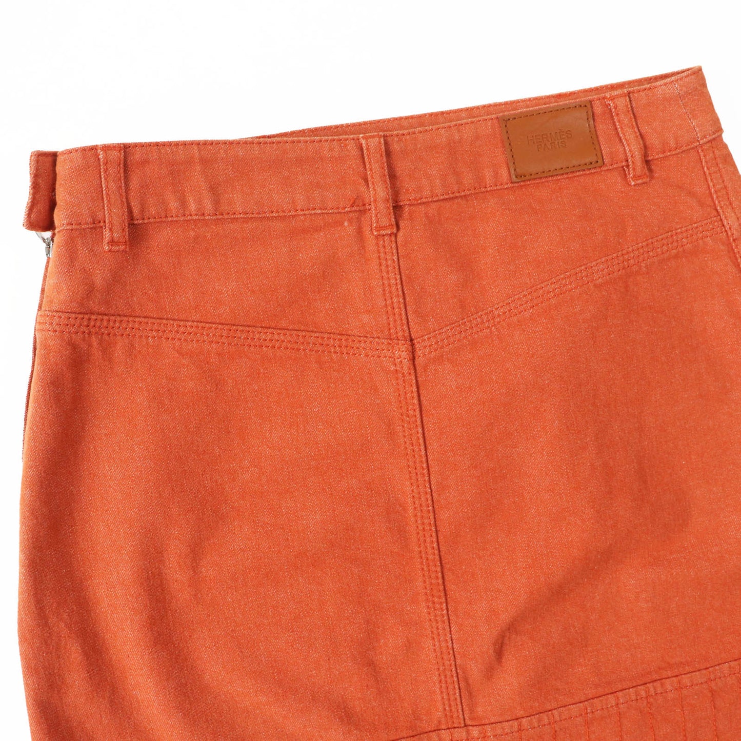 HERMES skirt 2E0350DQ Outer: 98% cotton, Outer: 2% polyurethane, Lining: 64% cotton, Lining: 33% rayon, Lining: 3% polyurethane Orange Crude cell Women 34  d