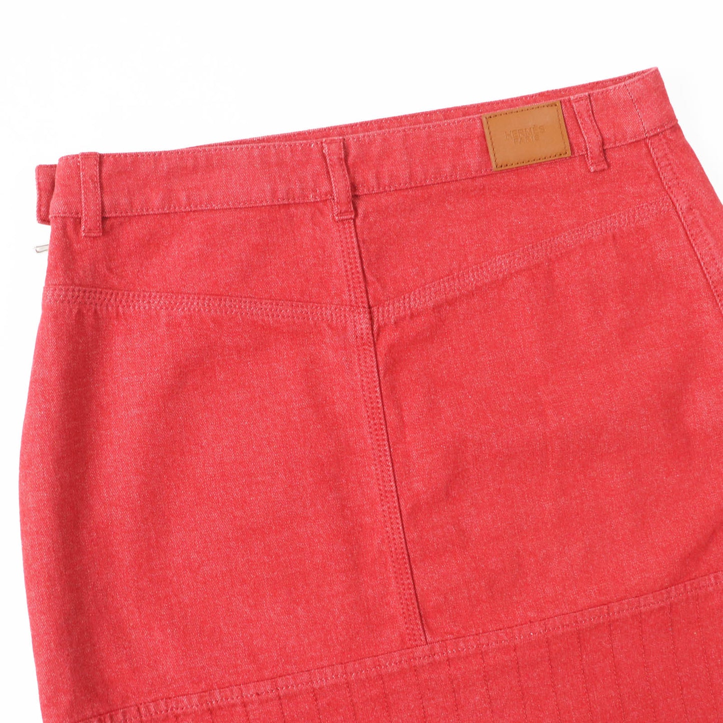 HERMES skirt 2E0350DQ Outer: 98% cotton, Outer: 2% polyurethane, Lining: 64% cotton, Lining: 33% rayon, Lining: 3% polyurethane Red Crude cell Women 38  d