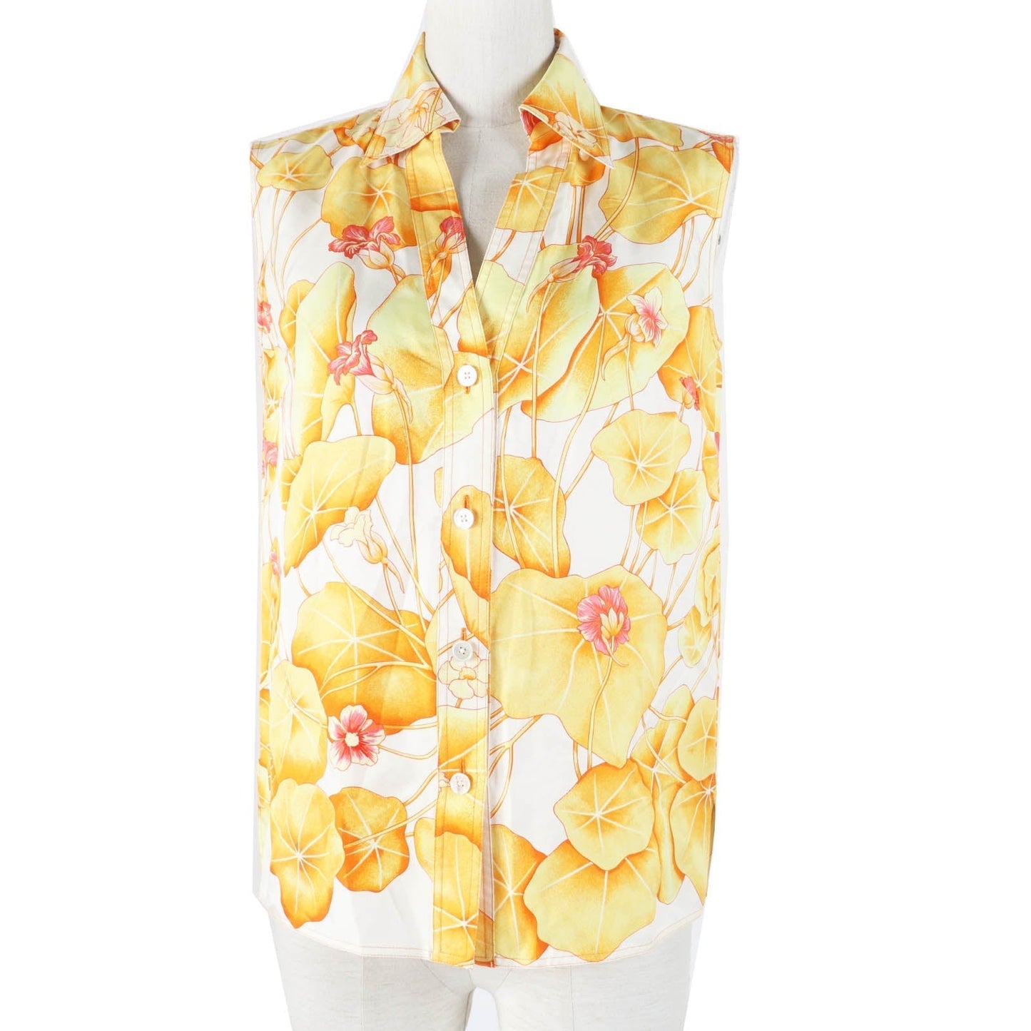 HERMES tops Main: 100% silk Orange Yellow type Margiela period Les Capucines Women 34  d